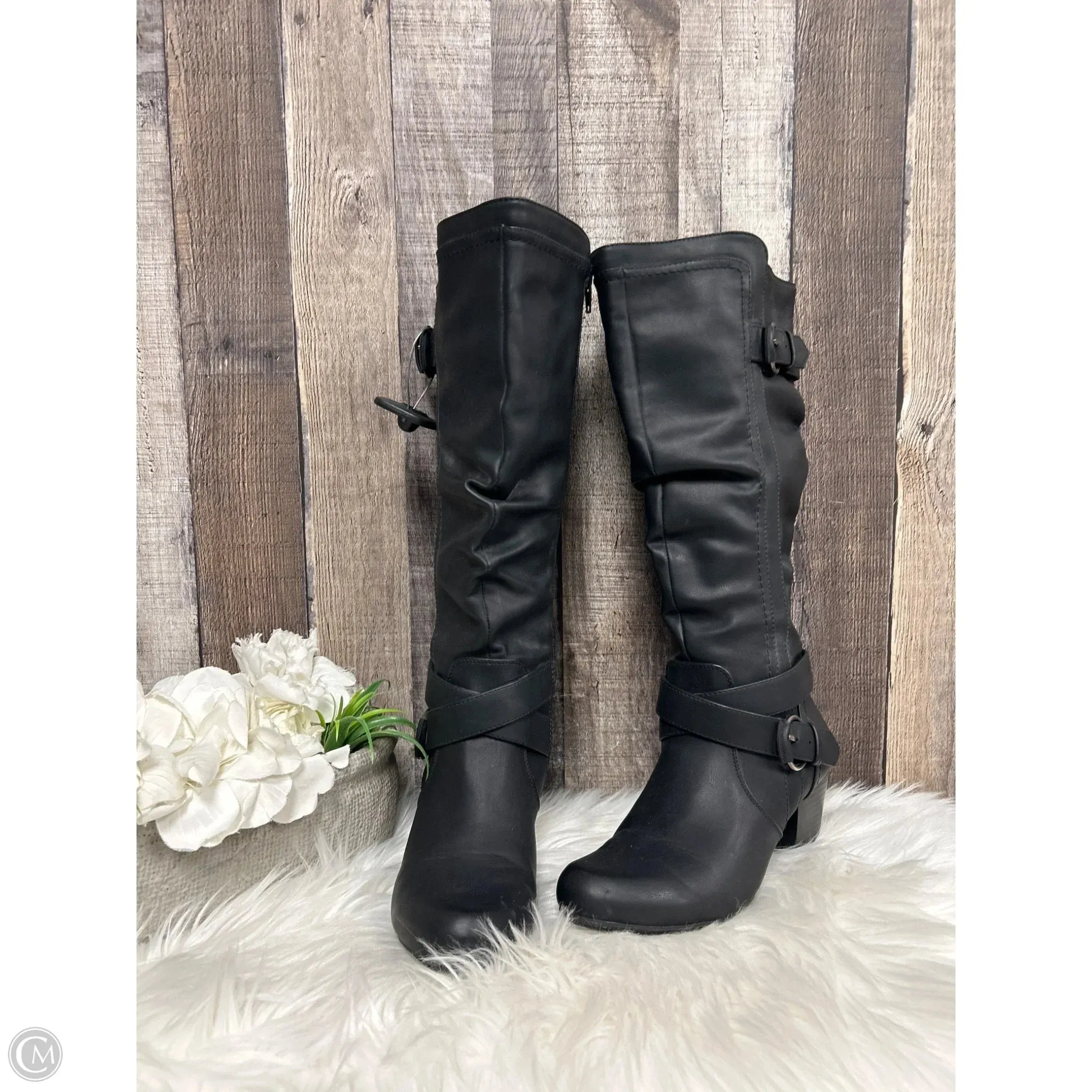 Active Movement Comfy Look Boots Mid-calf Heels By Rialto In Black, Size: 7