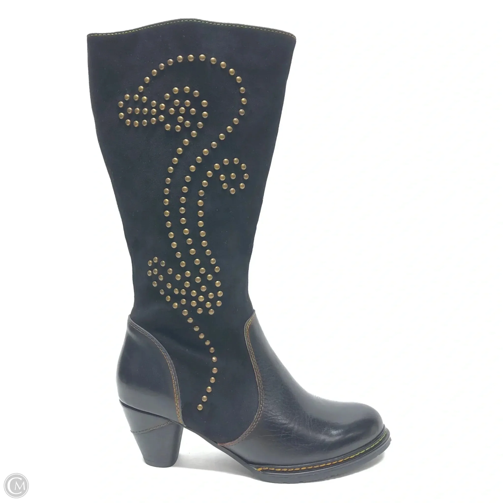 Boots Mid-calf Heels By Spring Step In Black, Size: 5.5 Seasonal Walk Trendy Chic