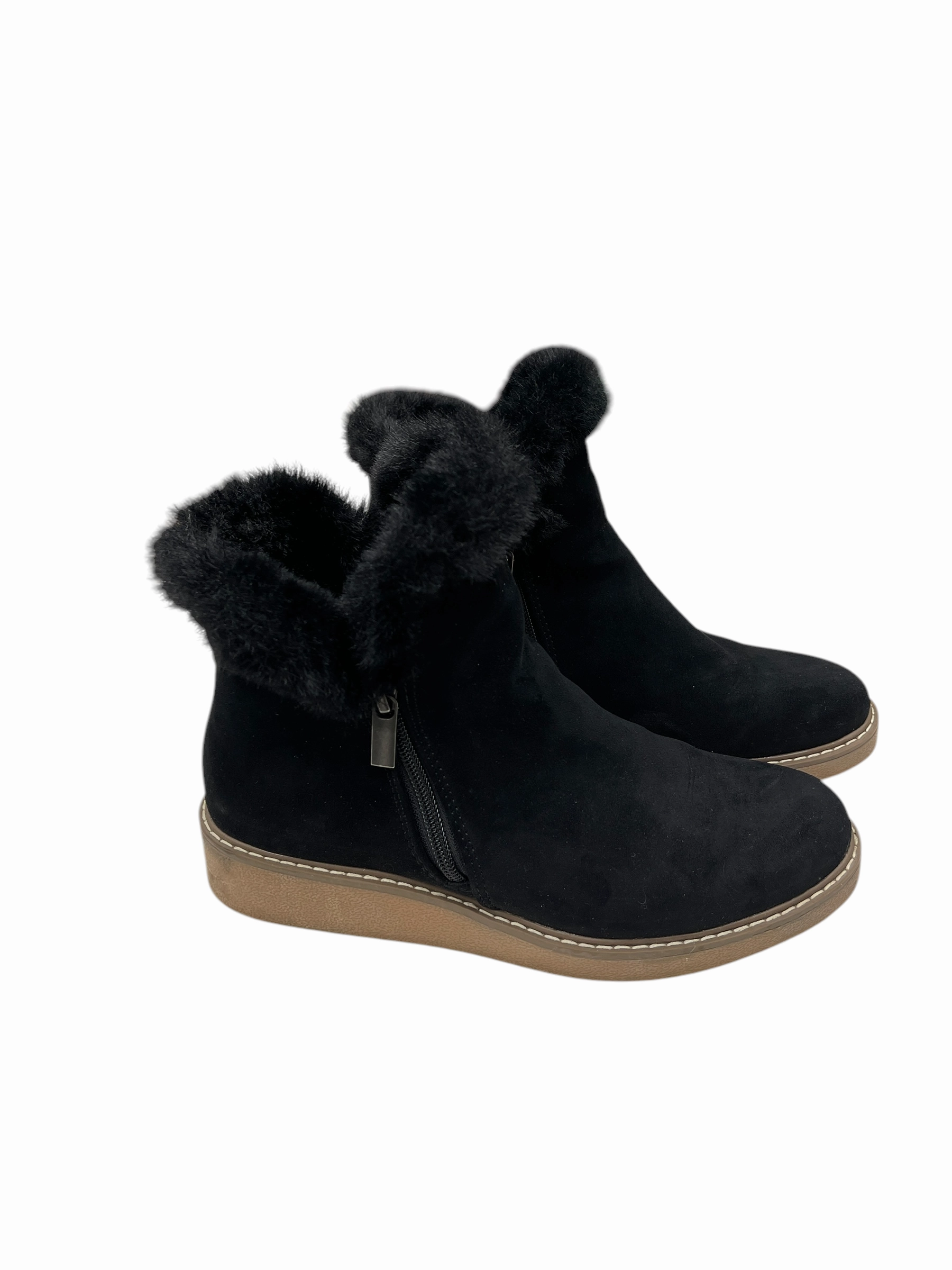 Boots Ankle Flats By A New Day In Black, Size: 8 Textured Grip Pattern Reflective Safety Details