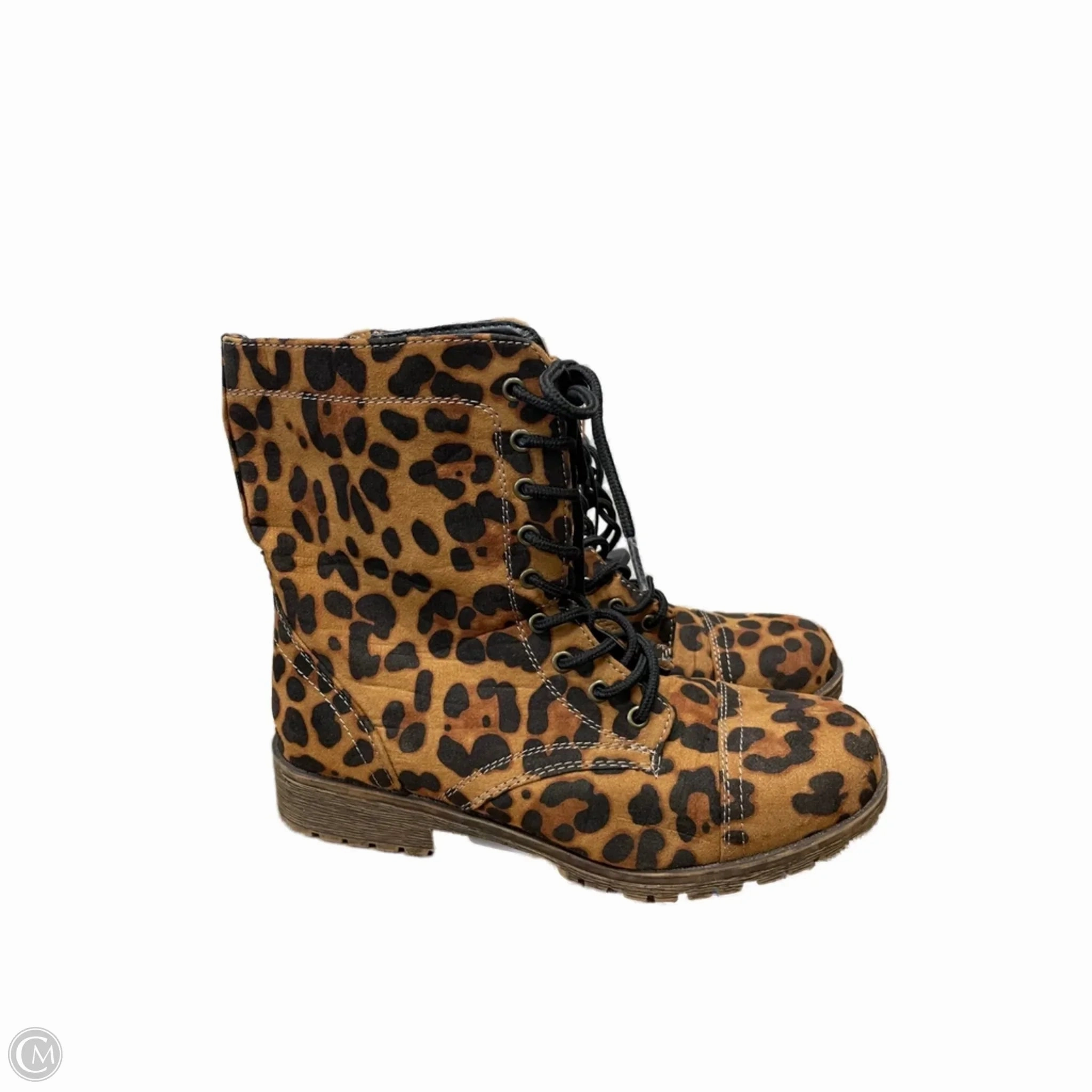 Boots Ankle Flats By Bamboo In Animal Print, Size: 7 Nude Soft
