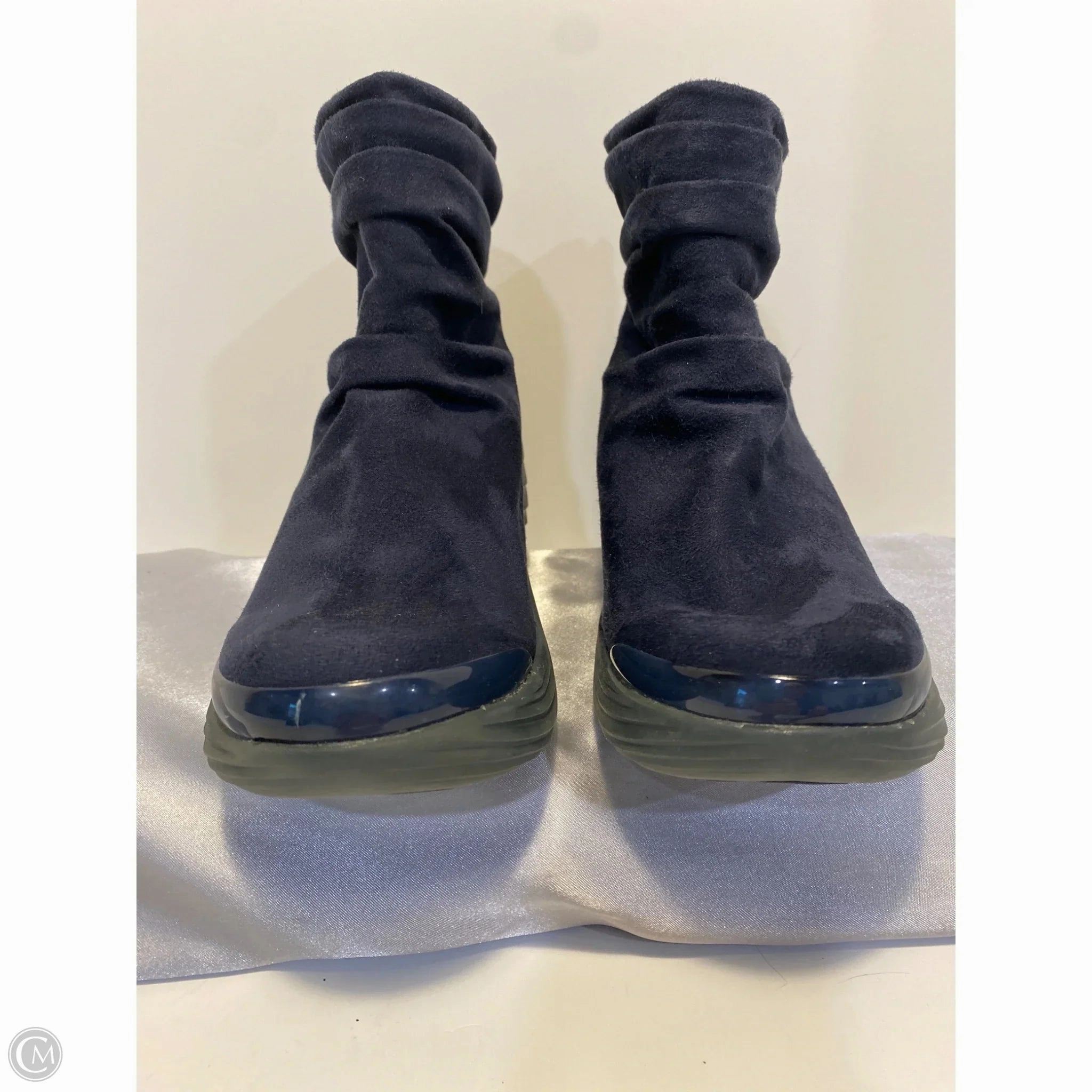 Fashionable Long Hike Boots Ankle Flats By Bzees In Blue, Size: 9