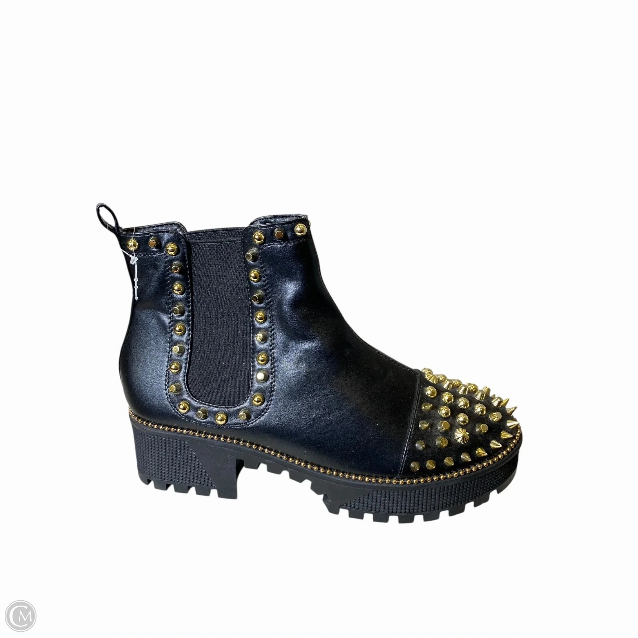 Trendy Protection Boots Ankle Flats By Cape Robbin In Black & Gold, Size: 8