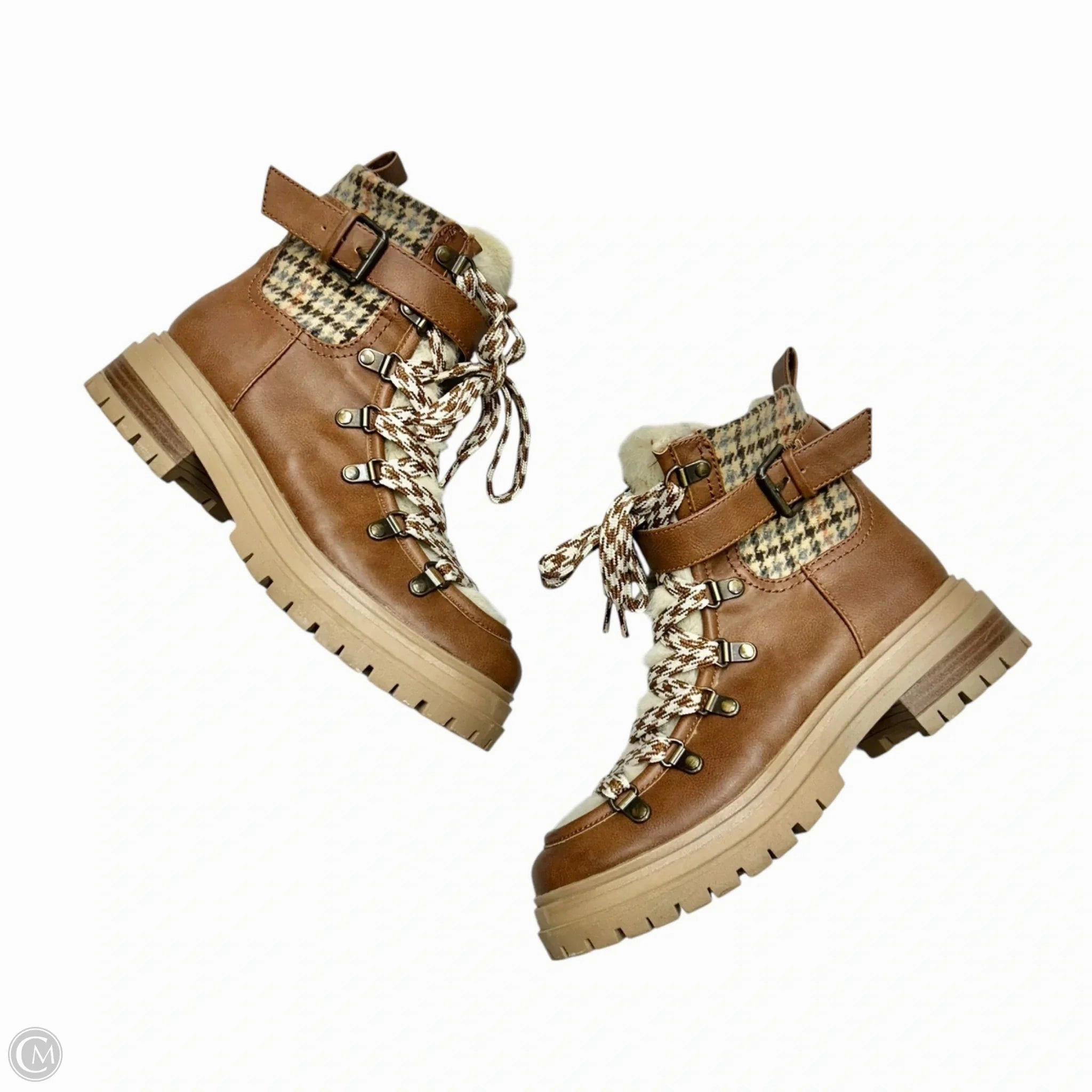 Boots Ankle Flats By Circus By Sam Edelman In Brown & Cream, Size: 6.5 Outdoor Travel Stable Support Windy Weather