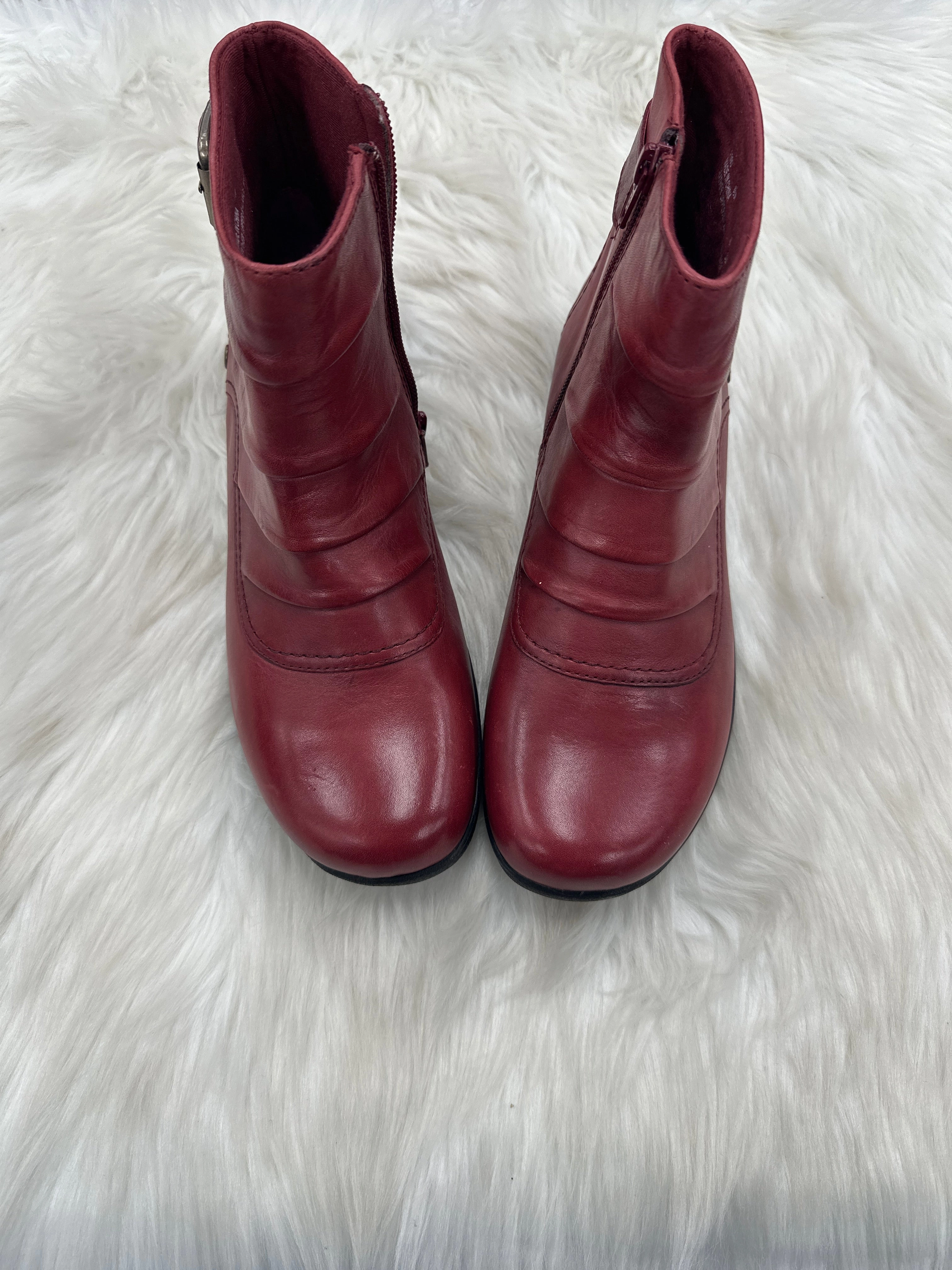 Feather Light Work Commute Boots Ankle Flats By Clarks In Red, Size: 8.5