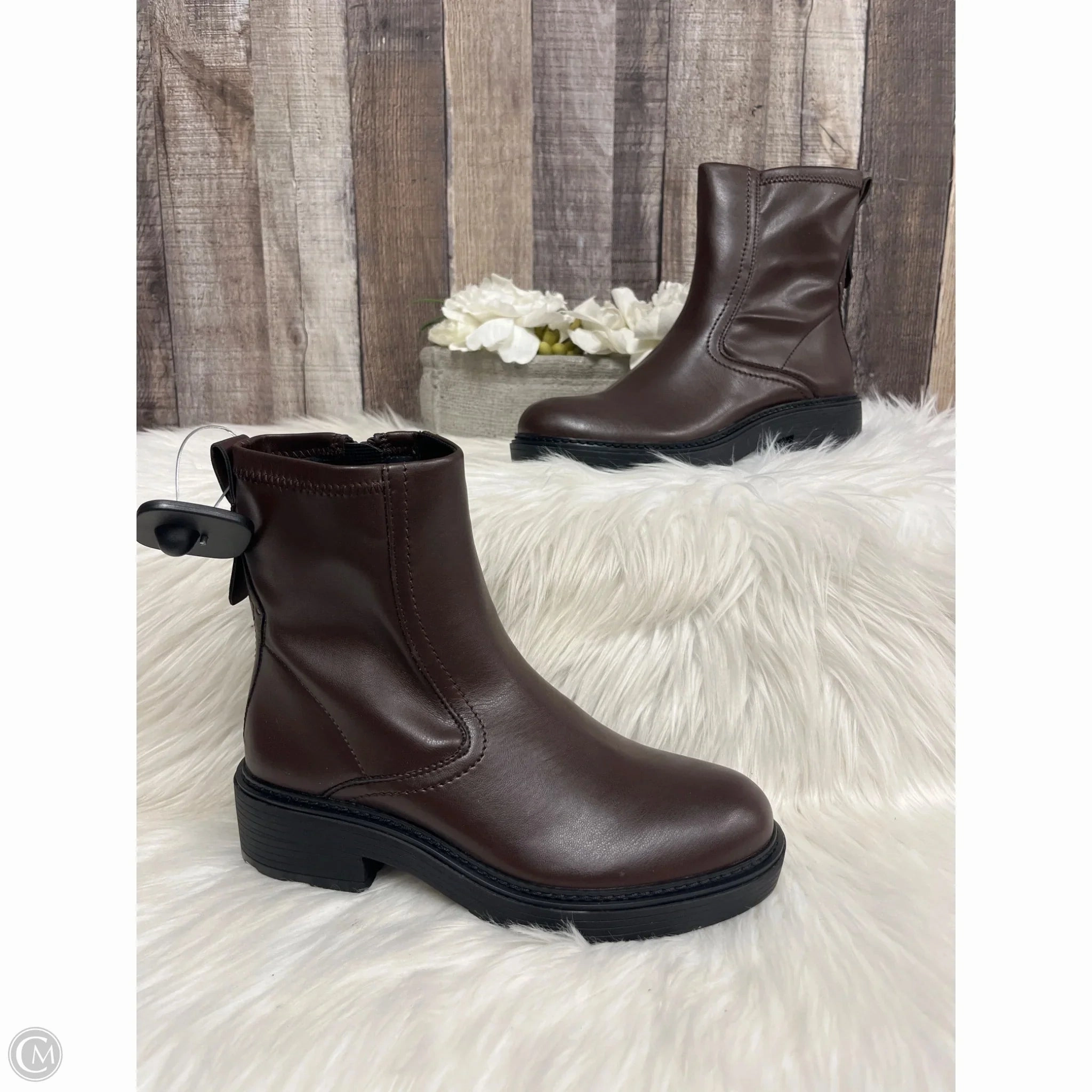 Boots Ankle Flats By Franco Sarto In Brown, Size: 7.5 Cushioned Step All Day Worker Utility Style