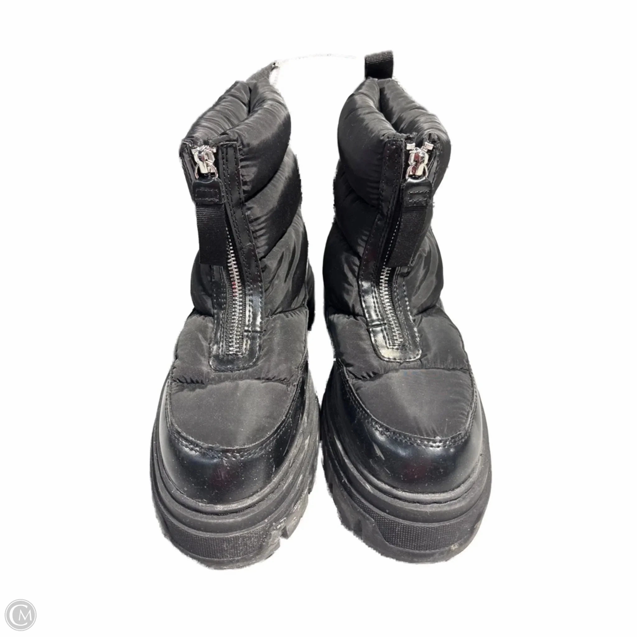 Gloss Shine Comfort Oriented Boots Ankle Flats By H&m In Black, Size: 8.5
