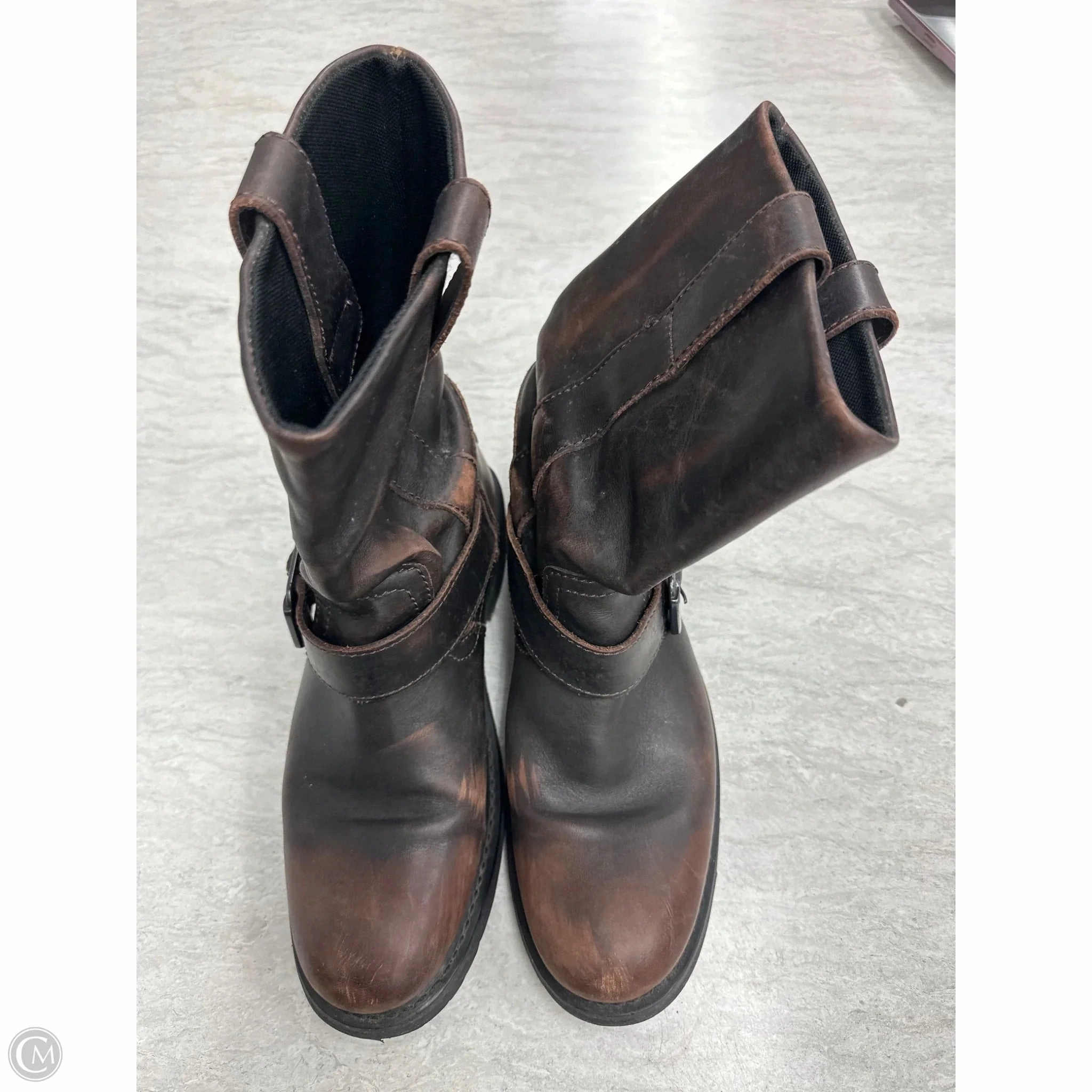 Daily Rugged Fashionable Boots Ankle Flats By Harley Davidson In Brown, Size: 9.5