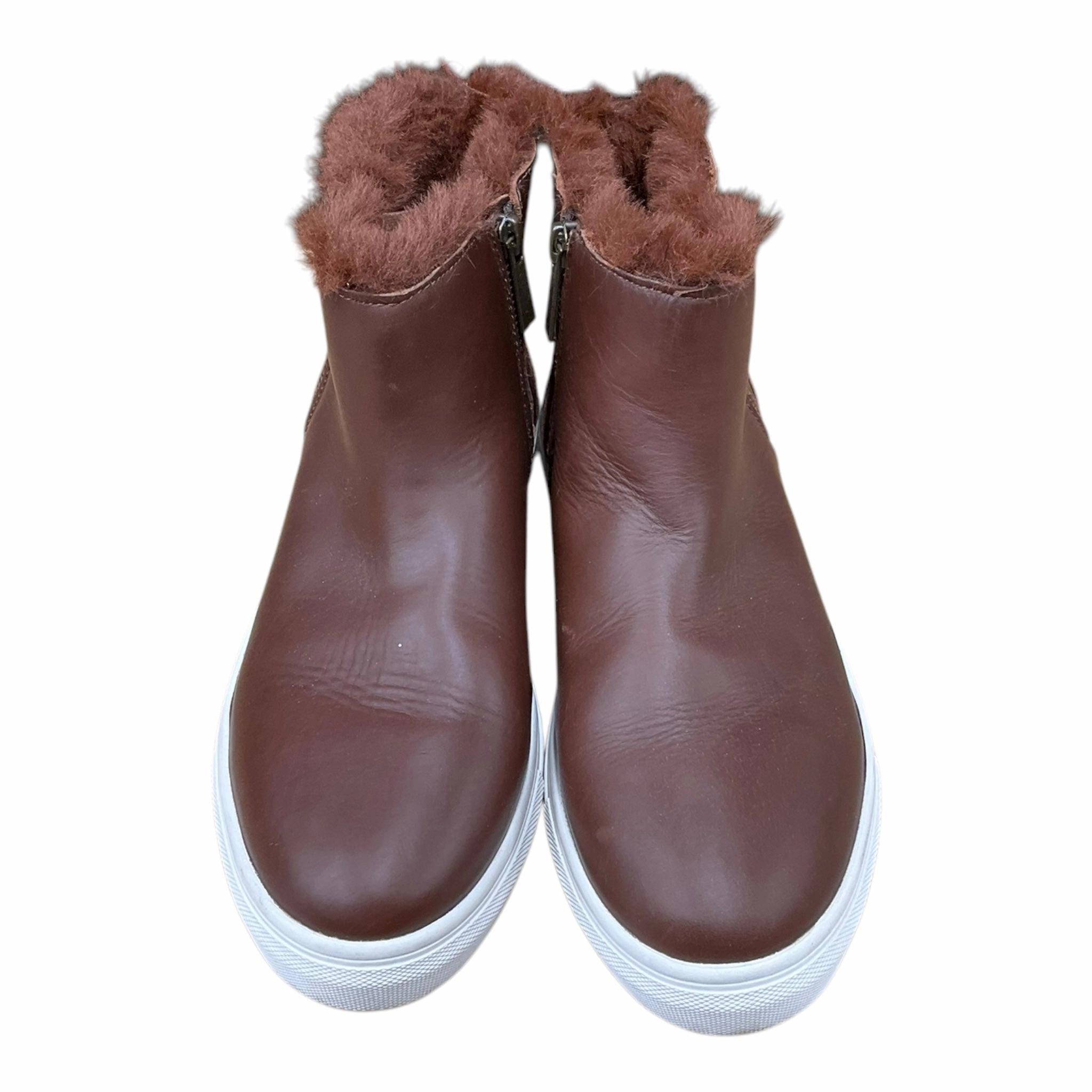 Clean Lines Boots Ankle Flats By J Slides In Brown, Size: 8.5