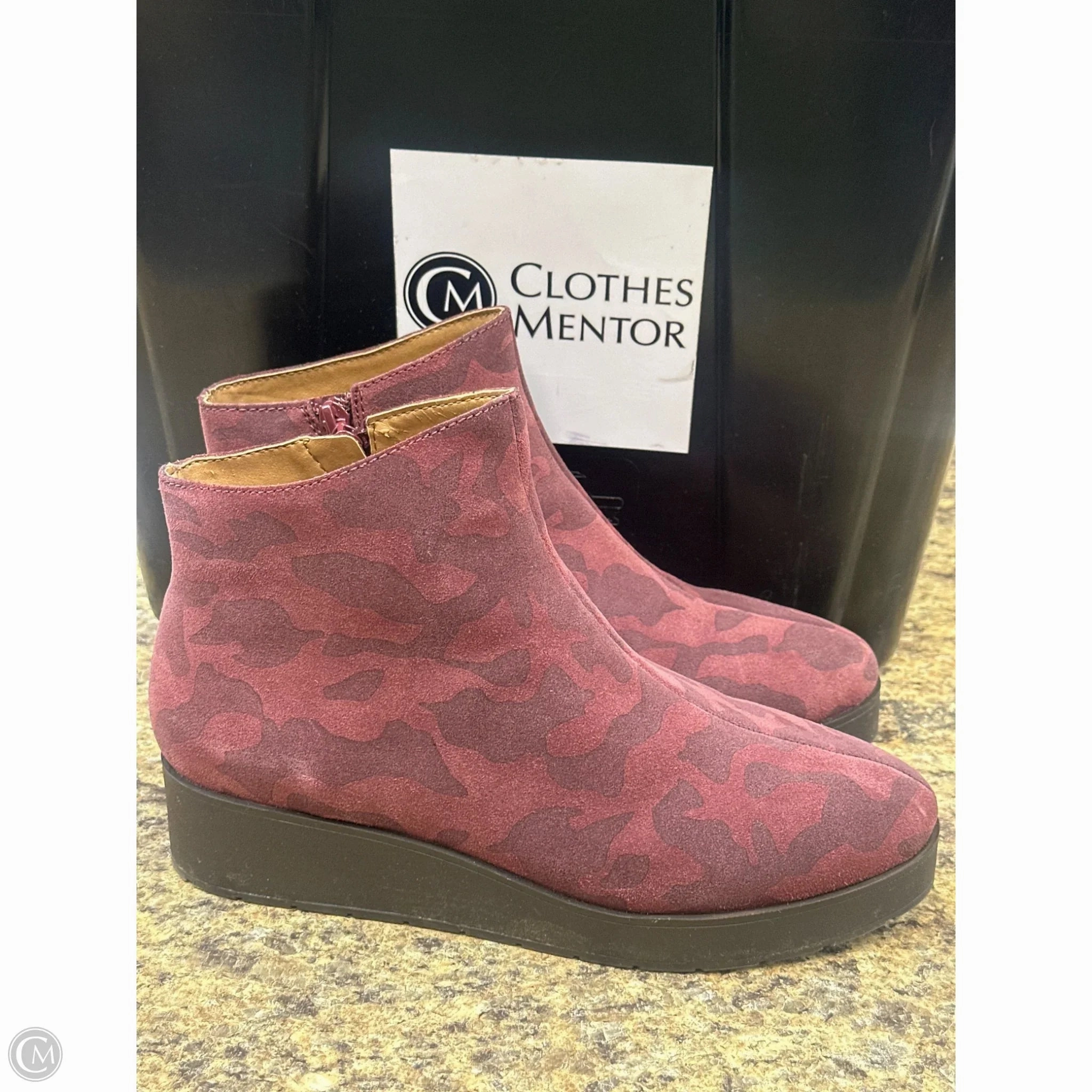 Boots Ankle Flats By Lucky Brand In Maroon, Size: 8.5 Anti Skid