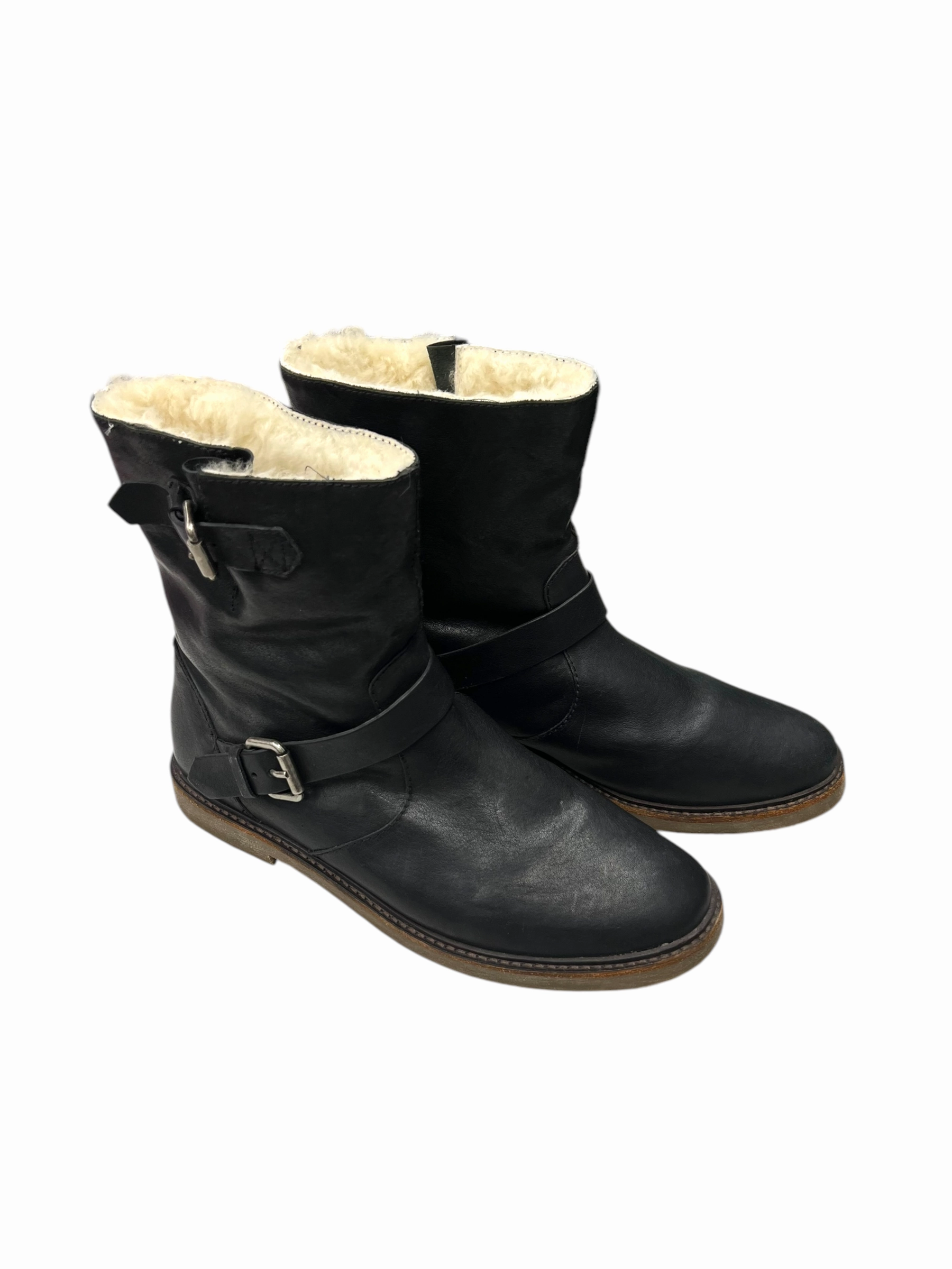 Boots Ankle Flats By Madewell In Black, Size: 11 Breathable Material Hard Trail