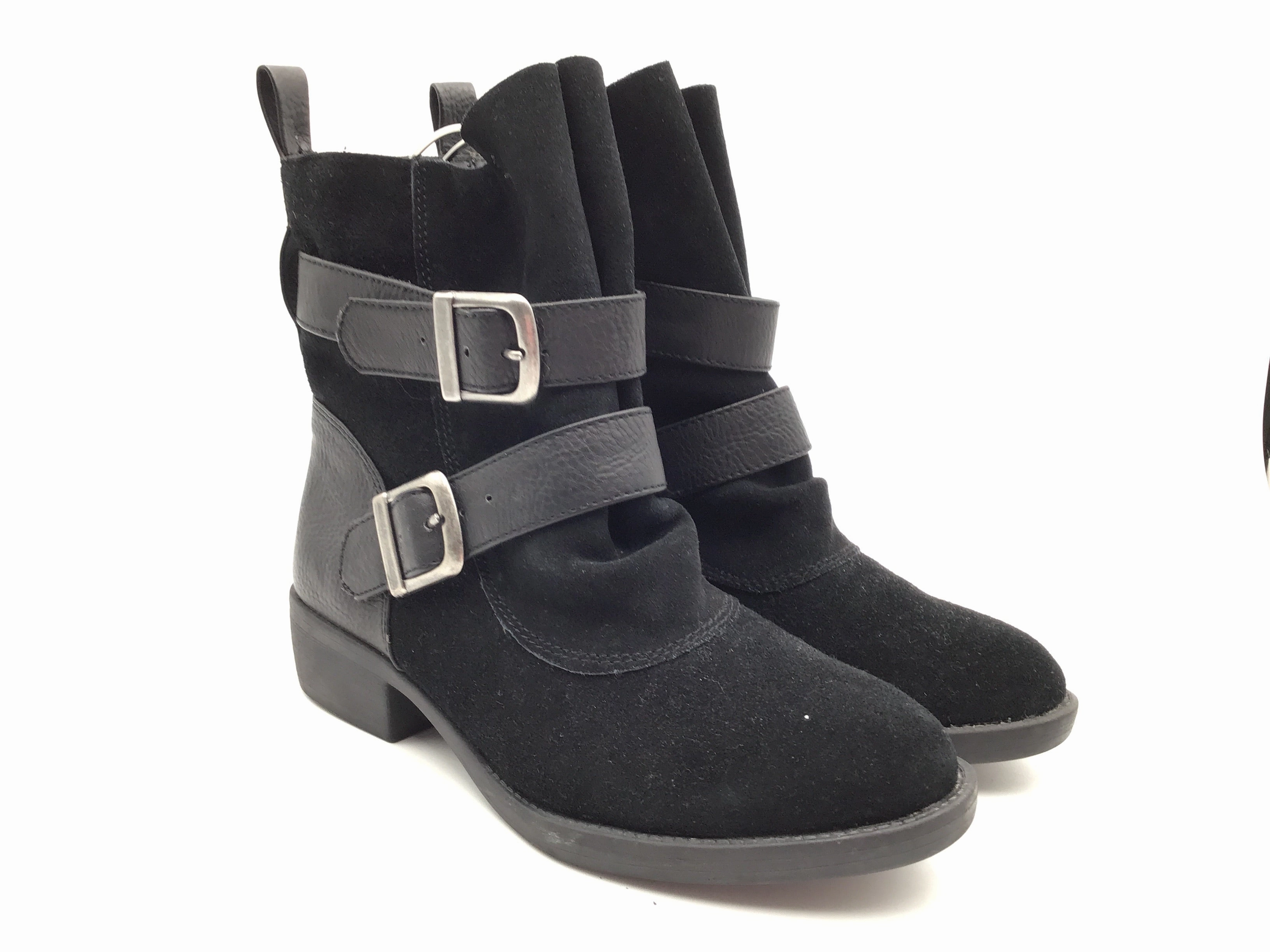 Cushioned Step All Day Wear Hyperlock Heel Support Boots Ankle Flats By Mia In Black, Size: 6.5