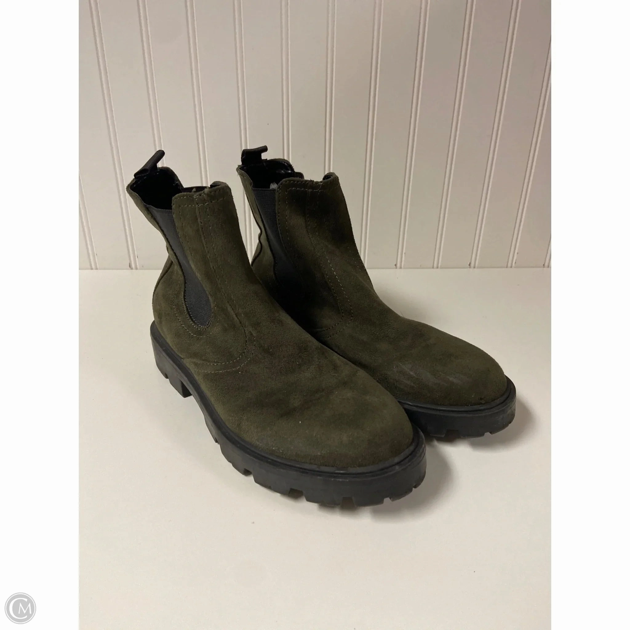 Cushioned Step River Crossing Comfortable Heel Boots Ankle Flats By Nine West In Green, Size: 8.5