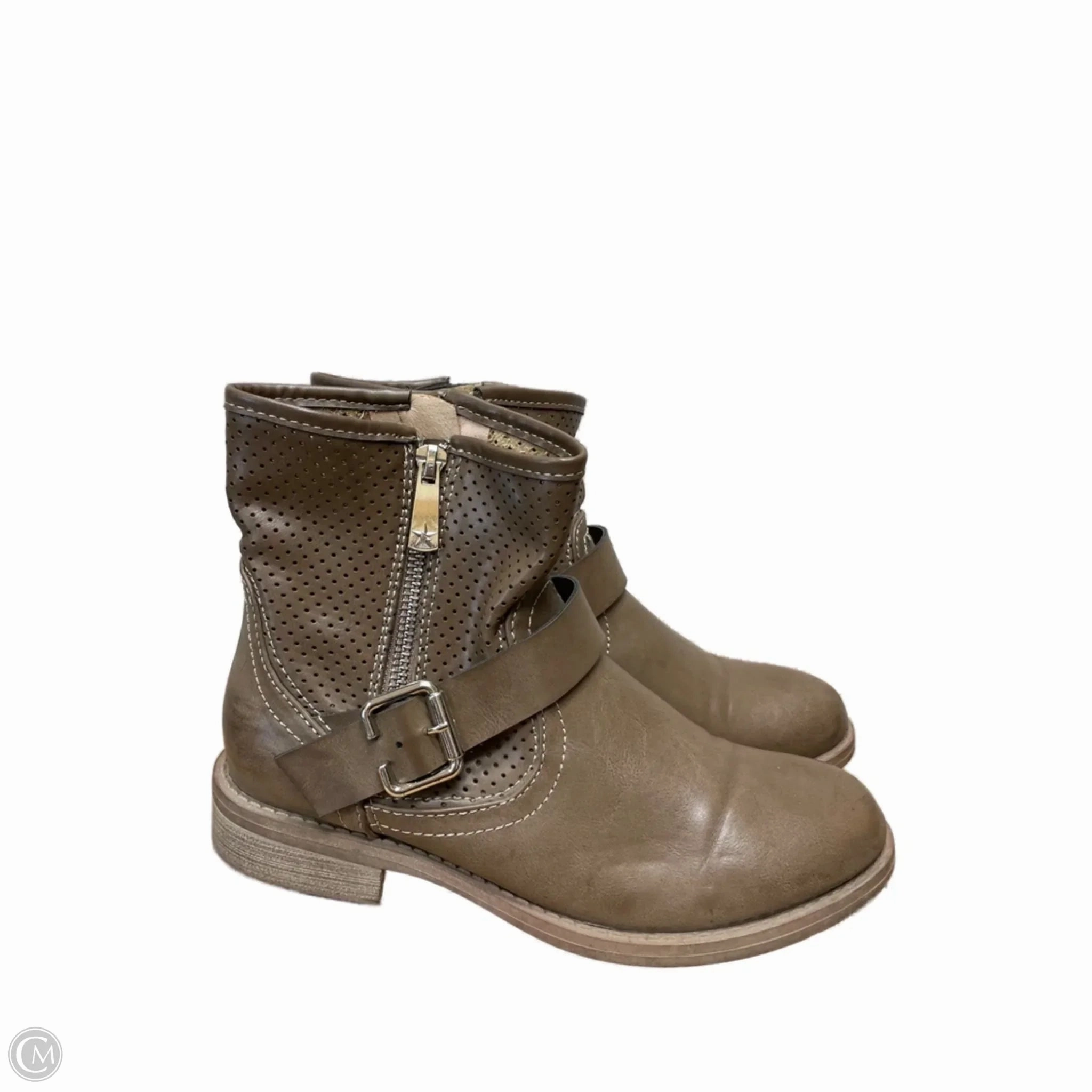 Lightweight Construction Boots Ankle Flats By Primadonna In Taupe, Size: 7