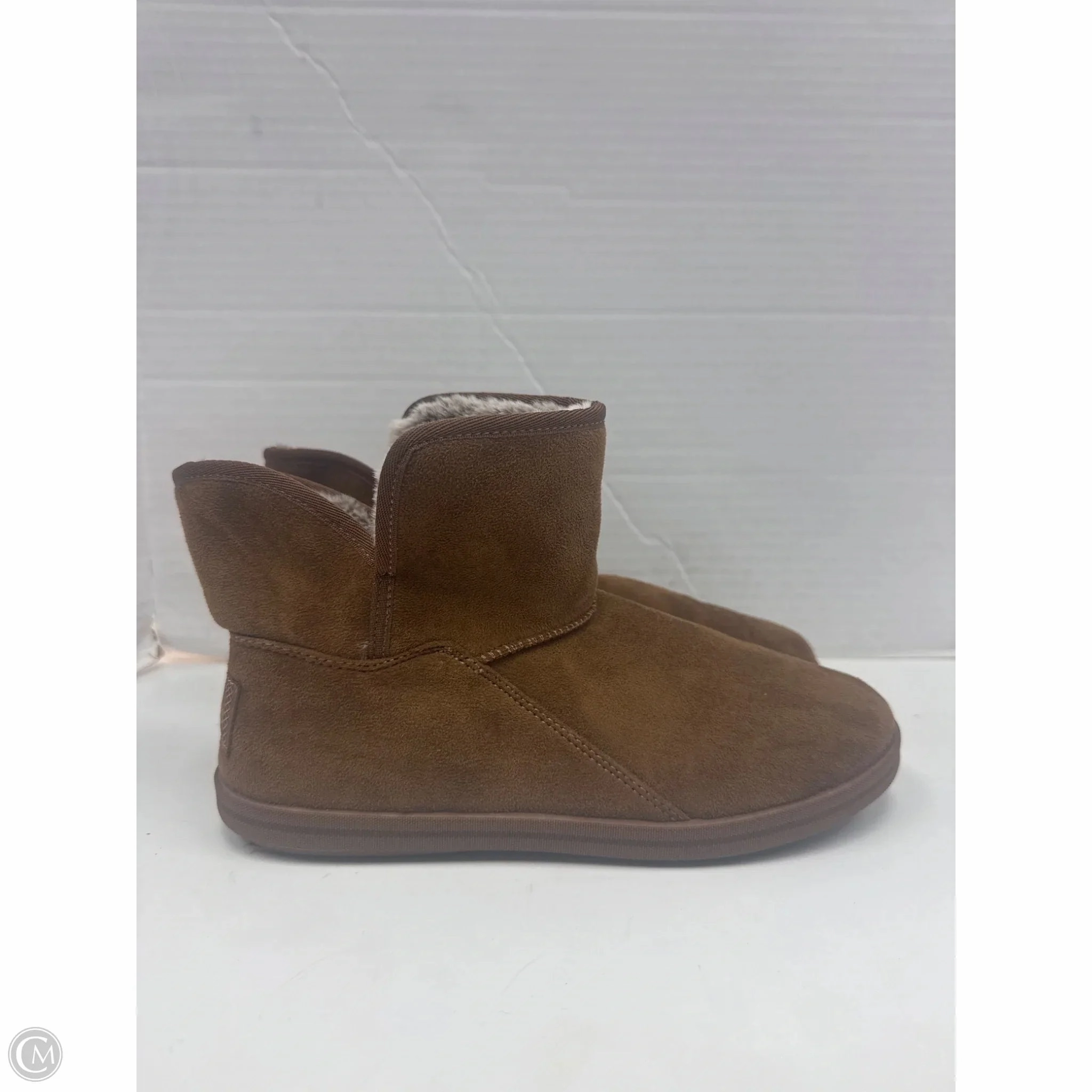 Comfort Lining All Day Wear Winter Walk Boots Ankle Flats By Skechers In Brown, Size: 8
