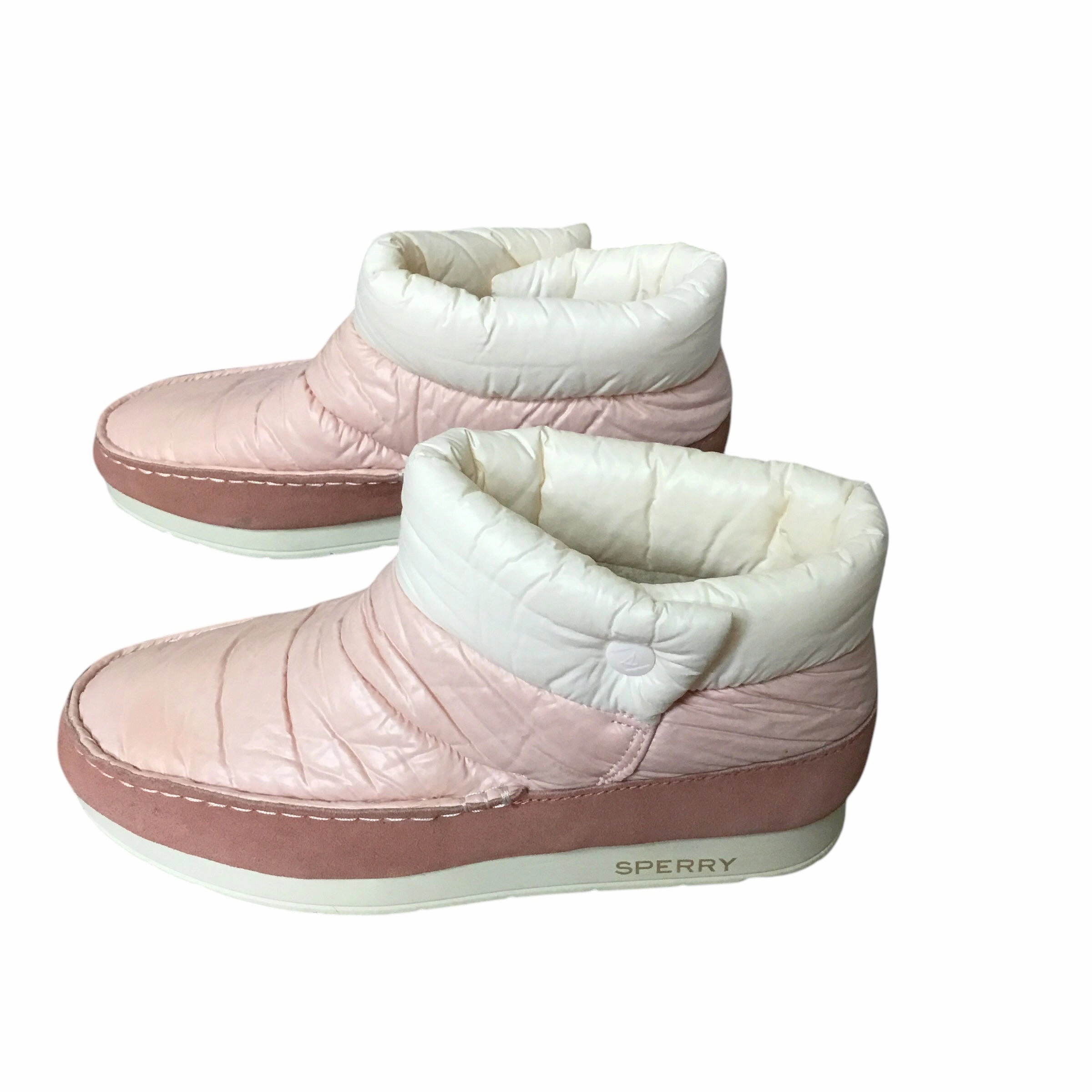 Boots Ankle Flats By Sperry In Pink & White, Size: 8.5 Multi Surface Ready Use