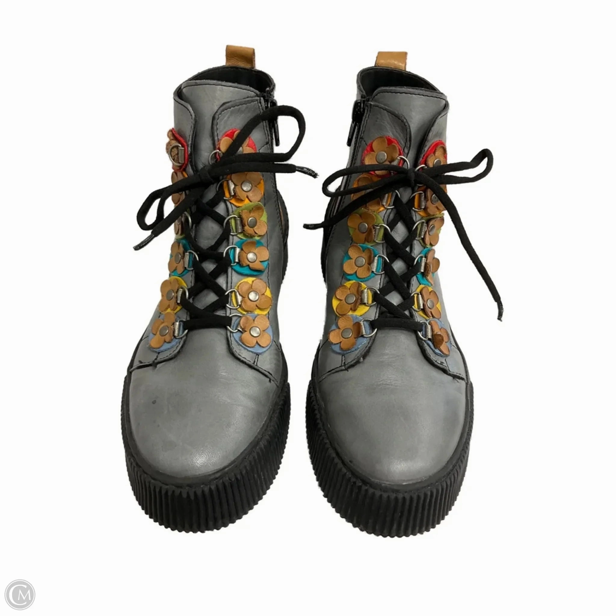 Breathable Mountain Hike Boots Ankle Flats By Spring Step In Black & Grey, Size: 10