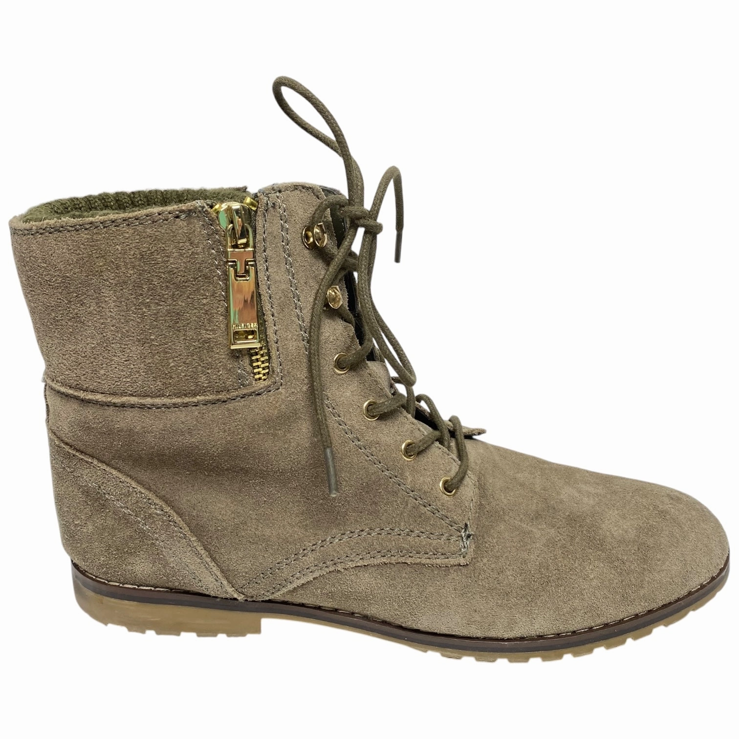 Steel Toe midsole Boots Ankle Flats By Tommy Hilfiger In Taupe, Size: 9.5