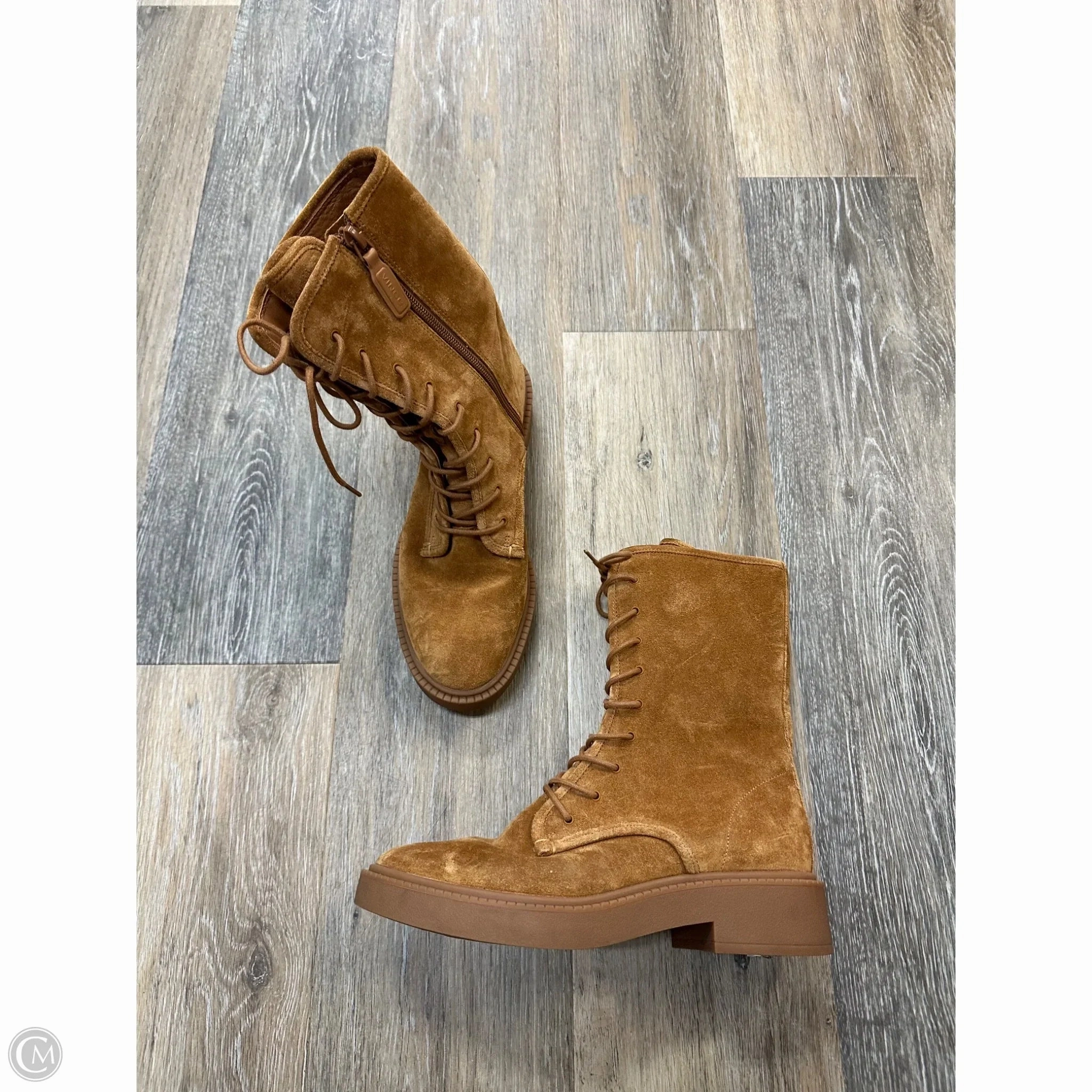 Boots Ankle Flats By Vince In Brown, Size: 6 Lace-up Wedge Sole