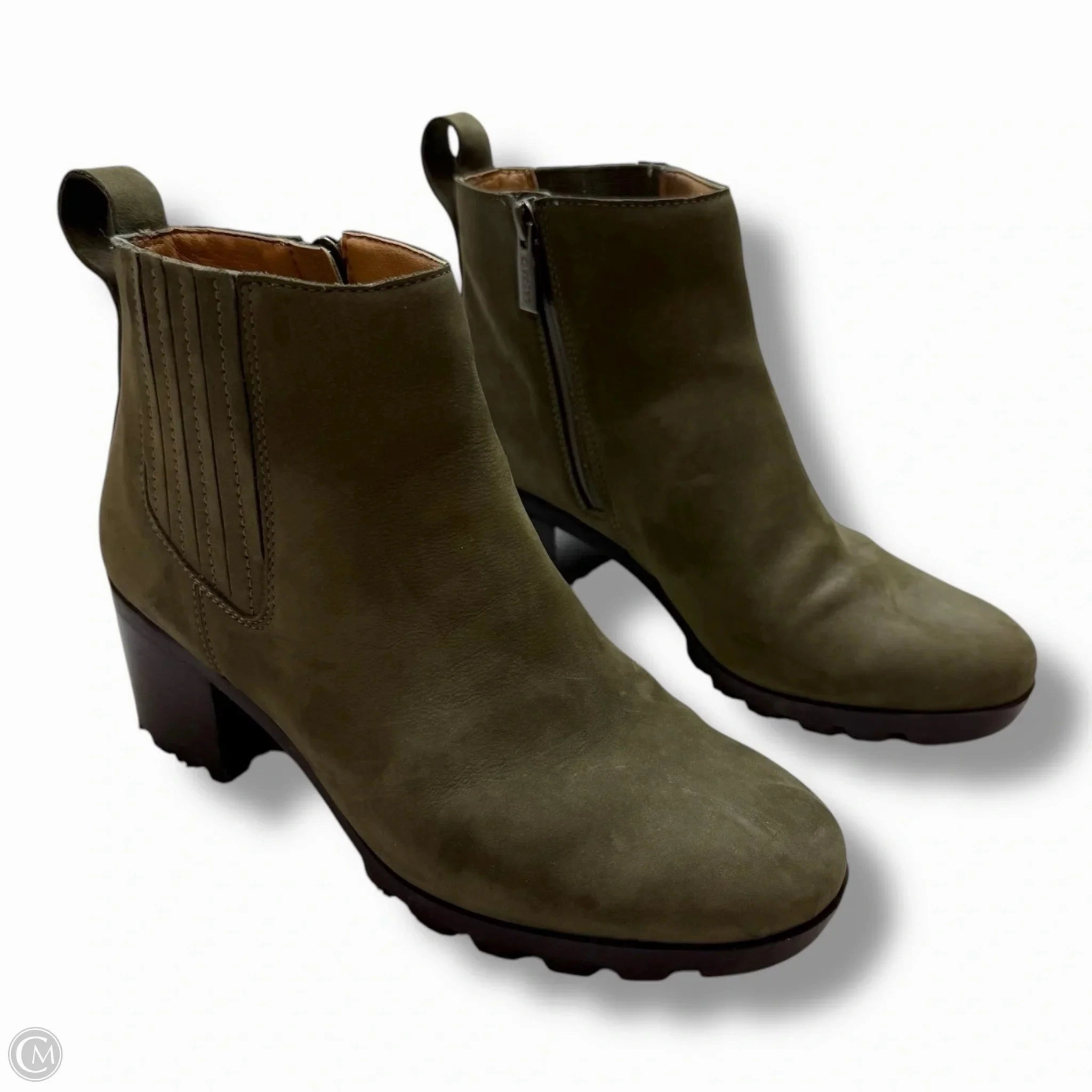 Comfort Fit Dynamic Flex Construction Boots Ankle Flats By Vionic In Green, Size: 7.5