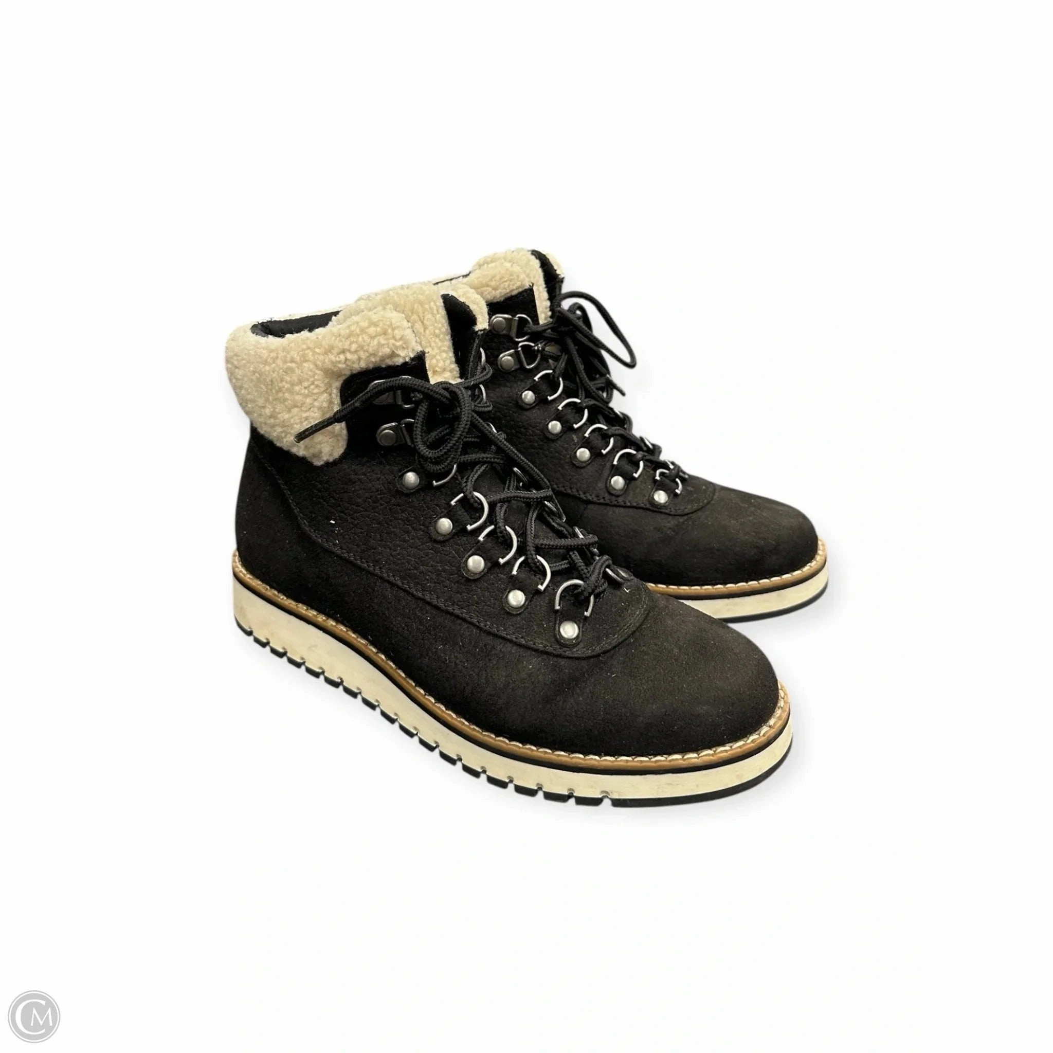 Reliable Footwear Soft Cushion Collar Boots Ankle Flats By White Mountain In Black & Cream, Size: 6.5