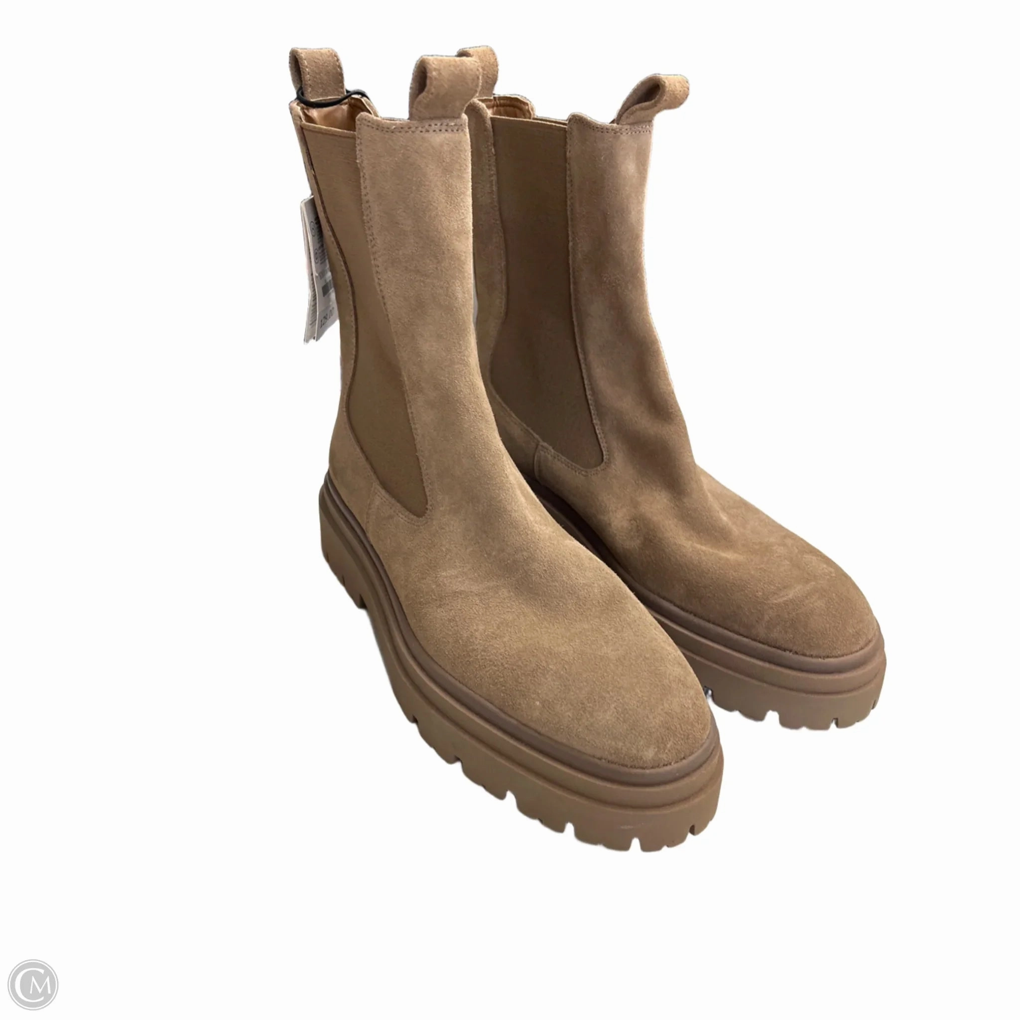 Boots Ankle Flats By Zara In Tan, Size: 9.5 Zip Up Style