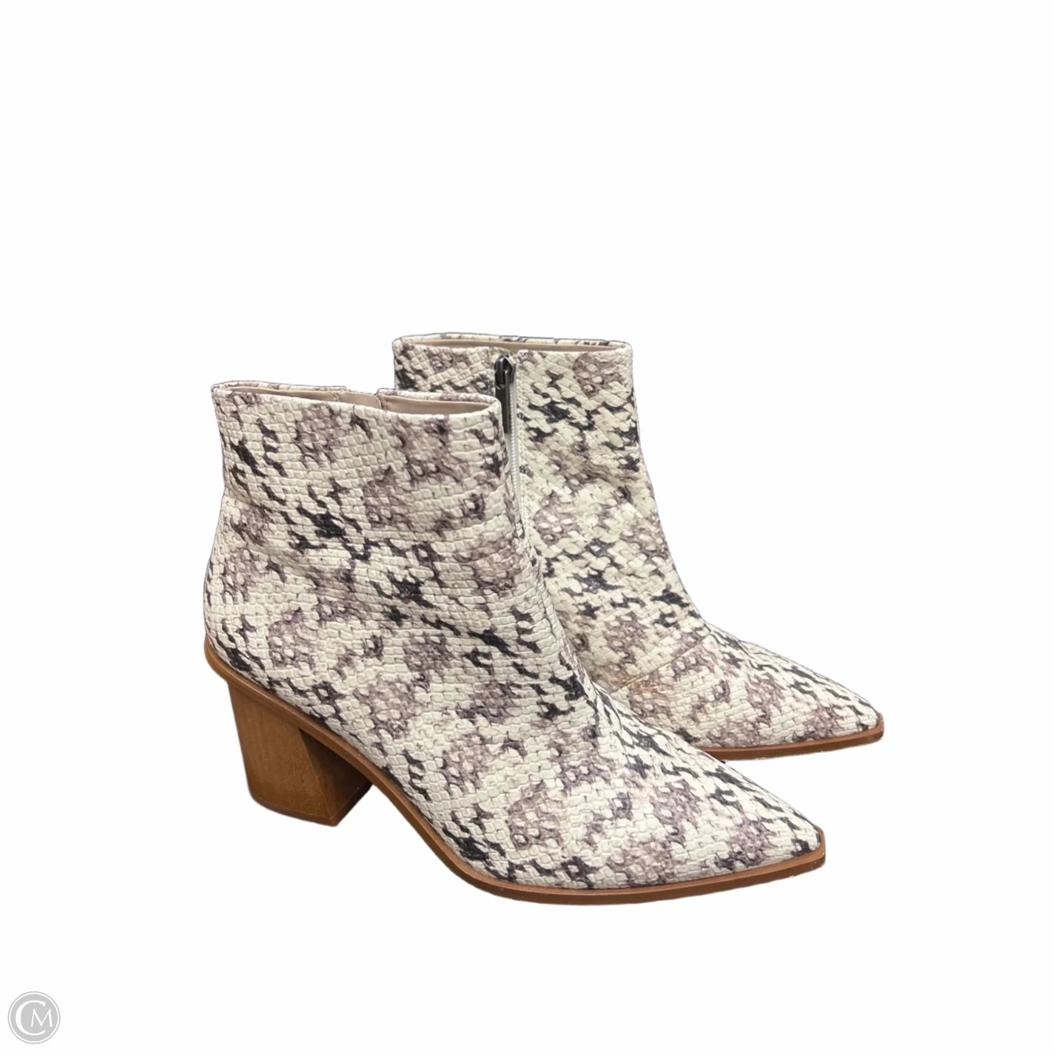 anti static Boots Ankle Heels By 1.State In Snakeskin Print, Size: 10