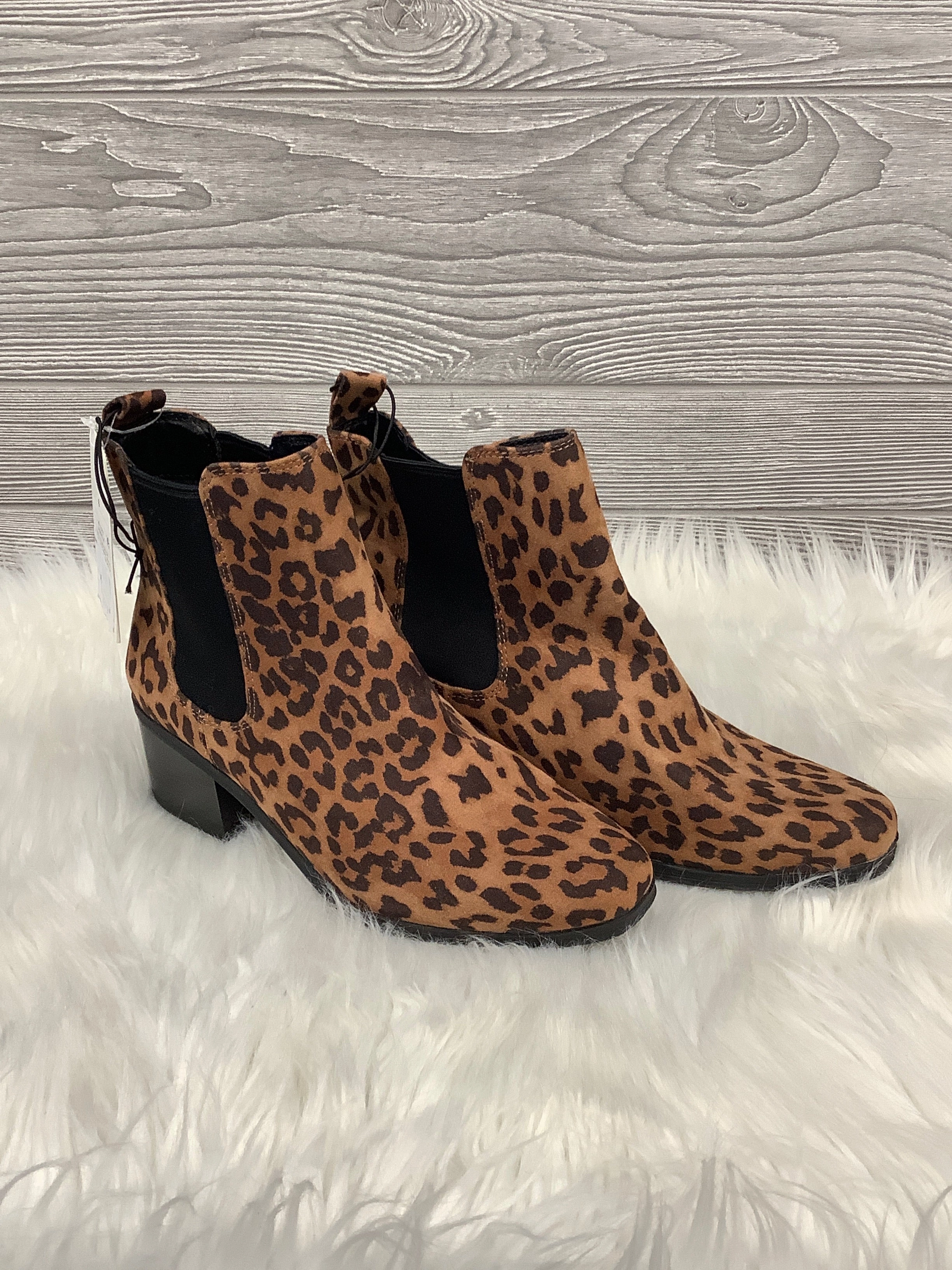 Wild Soul Zip Fast Boots Ankle Heels By A New Day In Animal Print, Size: 6