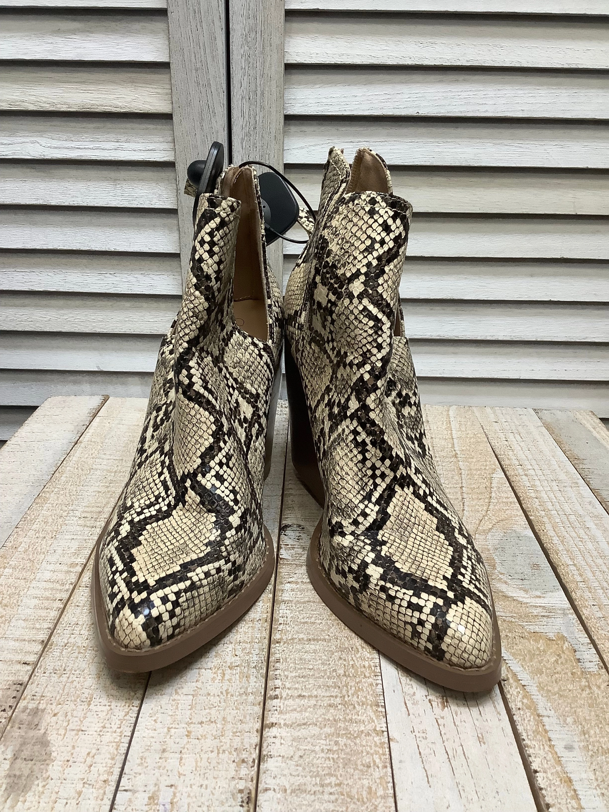 Boots Ankle Heels By Abound In Snakeskin Print, Size: 8.5 Smooth Soles