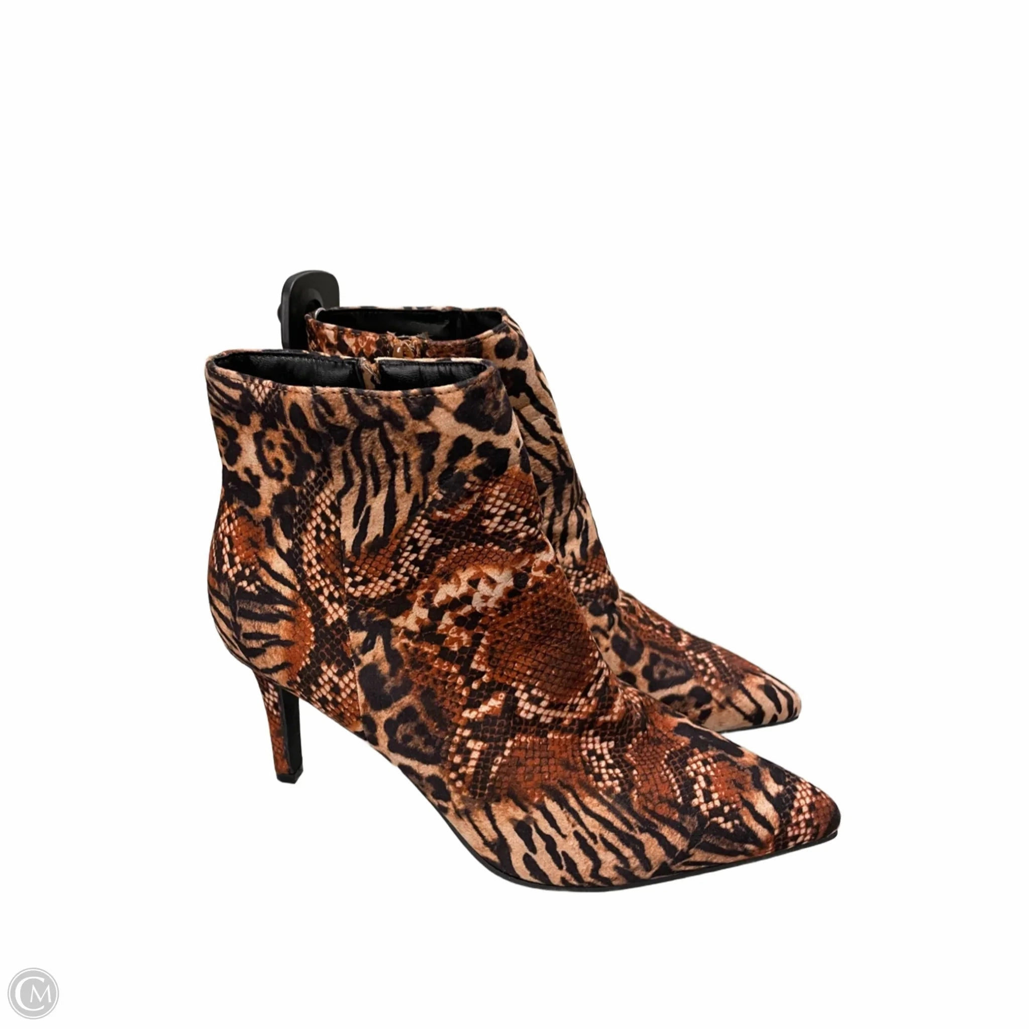 Boots Ankle Heels By Anne Michelle In Animal Print, Size: 10 Memory Foam