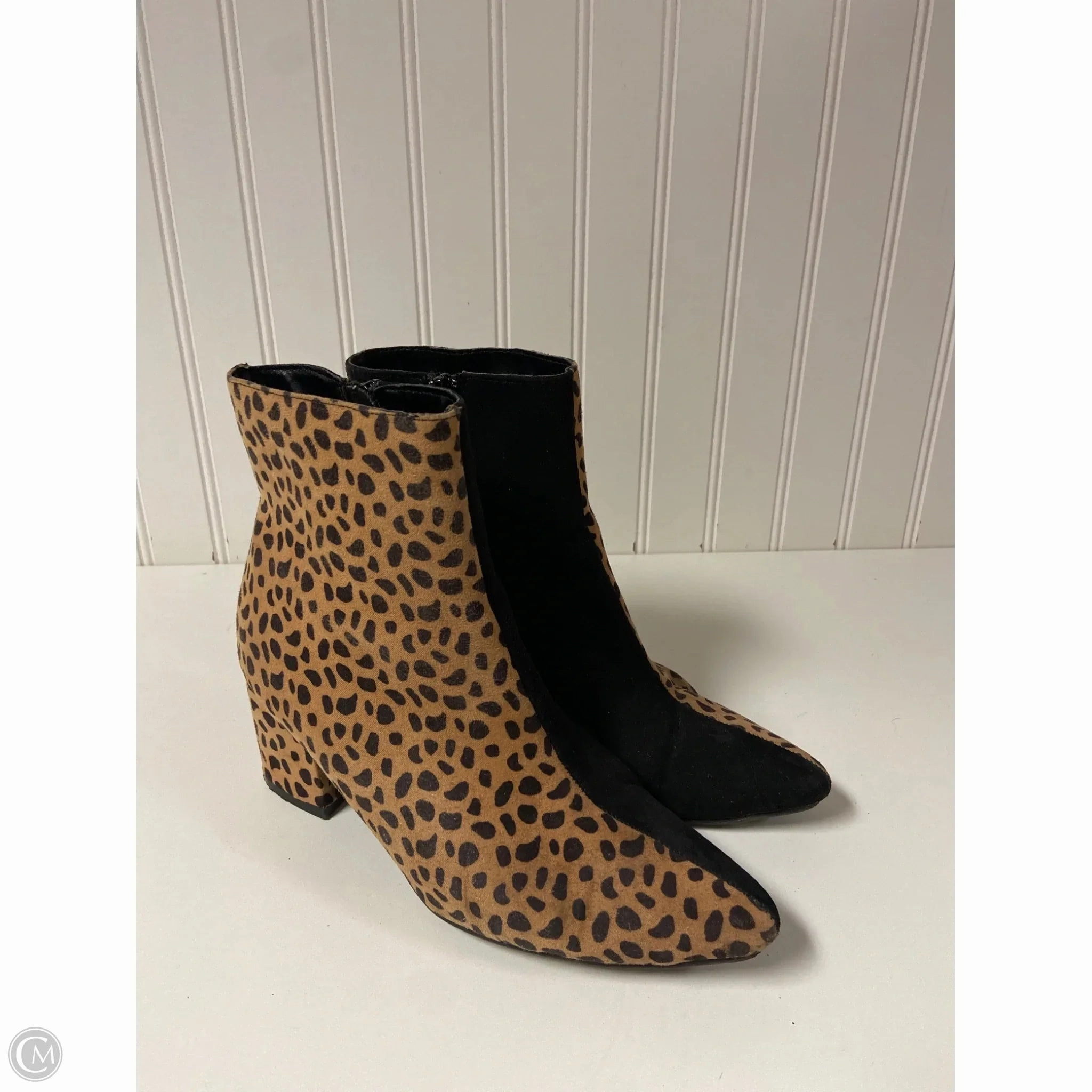 Boots Ankle Heels By Bamboo In Animal Print, Size: 6.5 Breathable Work Commute