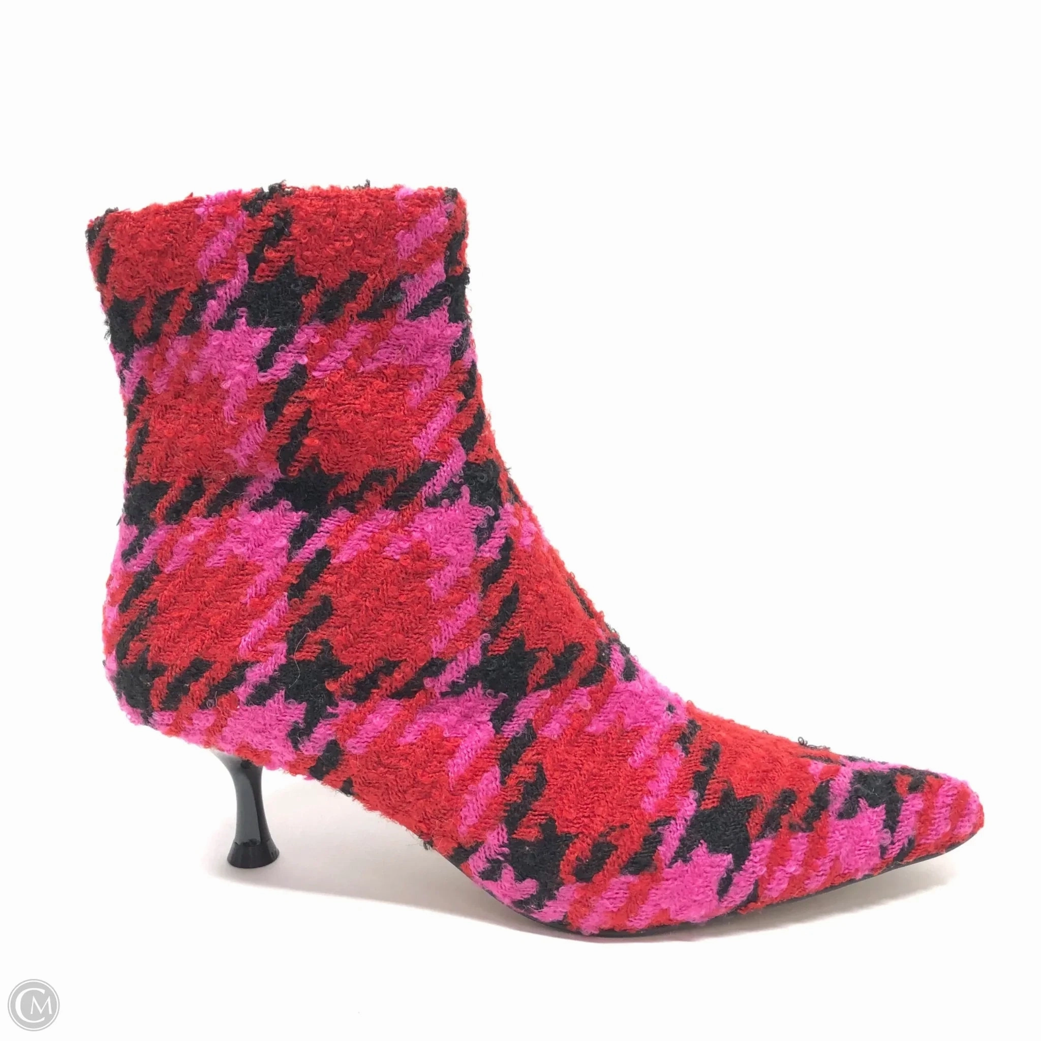 Eco Material Rainy Days Boots Ankle Heels By Betsey Johnson In Pink & Red, Size: 6.5