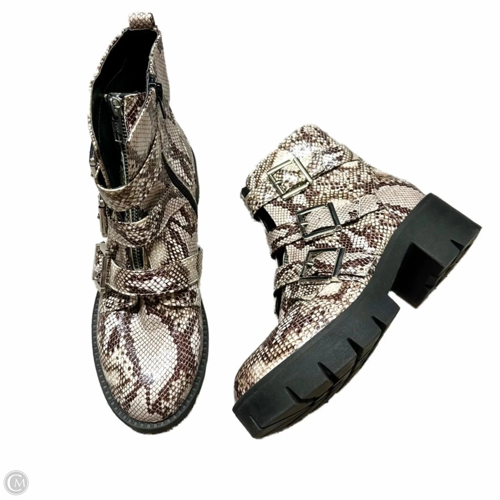 High Top Sturdy sole Boots Ankle Heels By Bp In Snakeskin Print, Size: 7