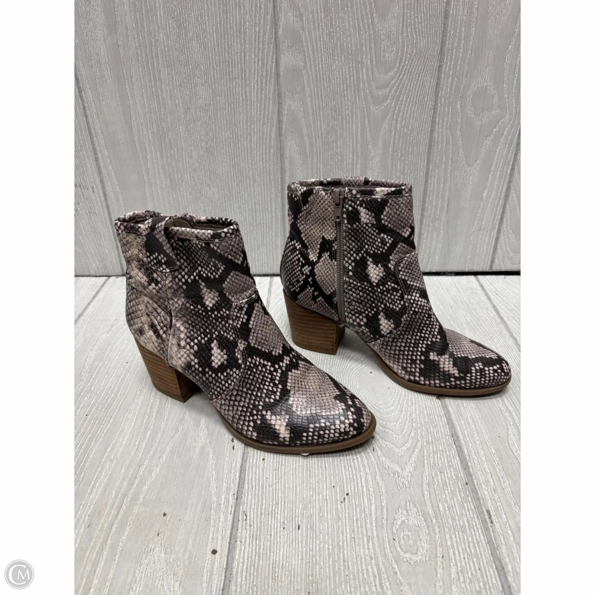 Boots Ankle Heels By Carlos By Carlos Santana In Snakeskin Print, Size: 6.5 High Quality Leather Soft Power