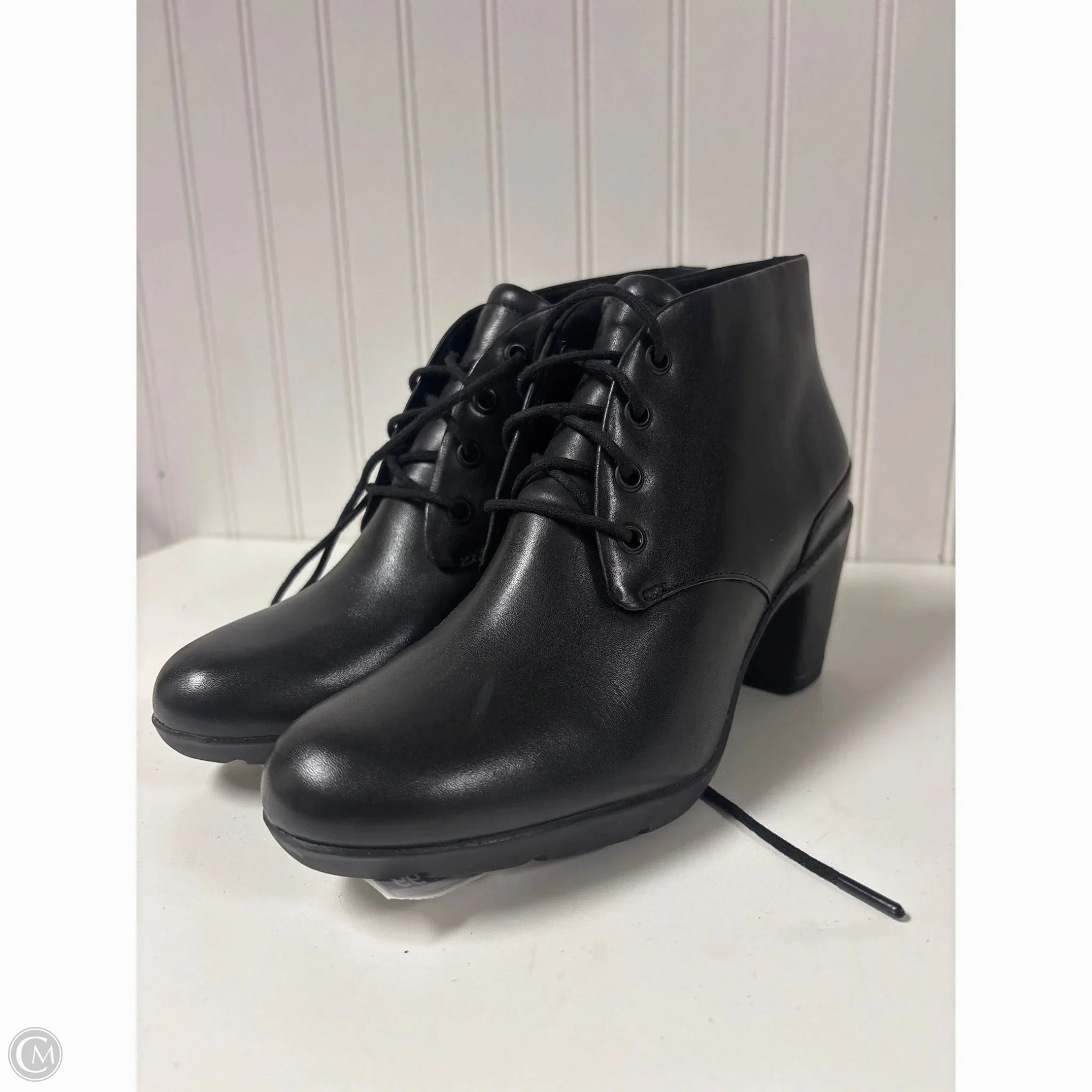 Boots Ankle Heels By Clarks In Black, Size: 7 Neutral Colors
