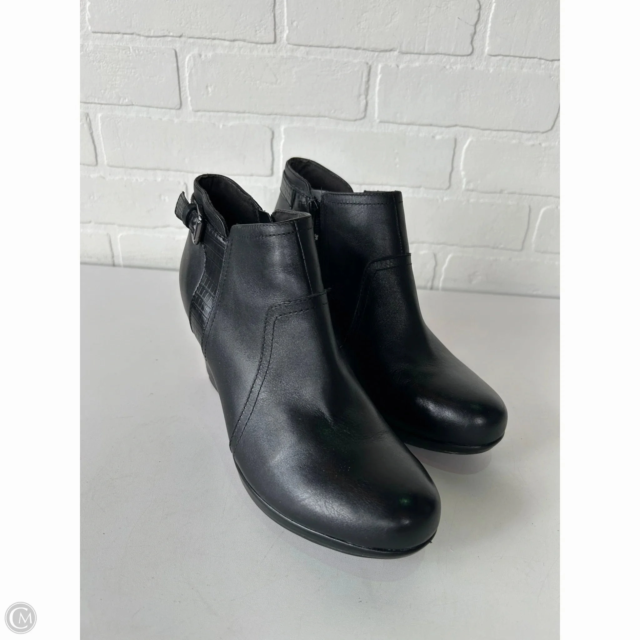 Boots Ankle Heels By Clarks In Black, Size: 8.5 Sleek Style Outdoor Utility
