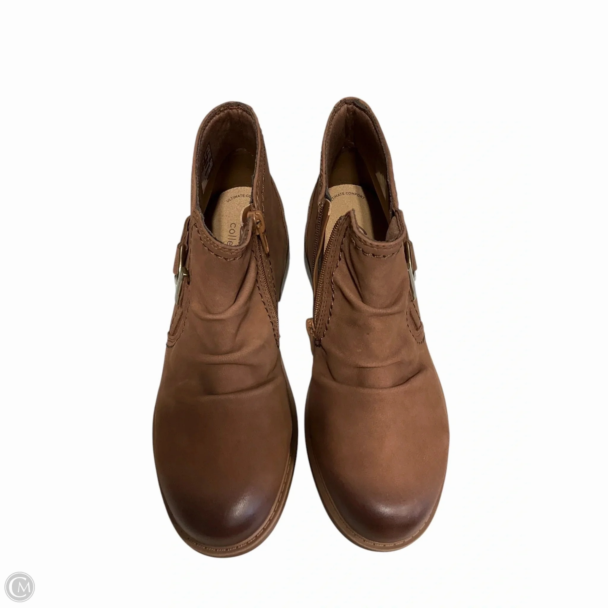 Easy to Wear sports Boots Ankle Heels By Clarks In Brown, Size: 7.5