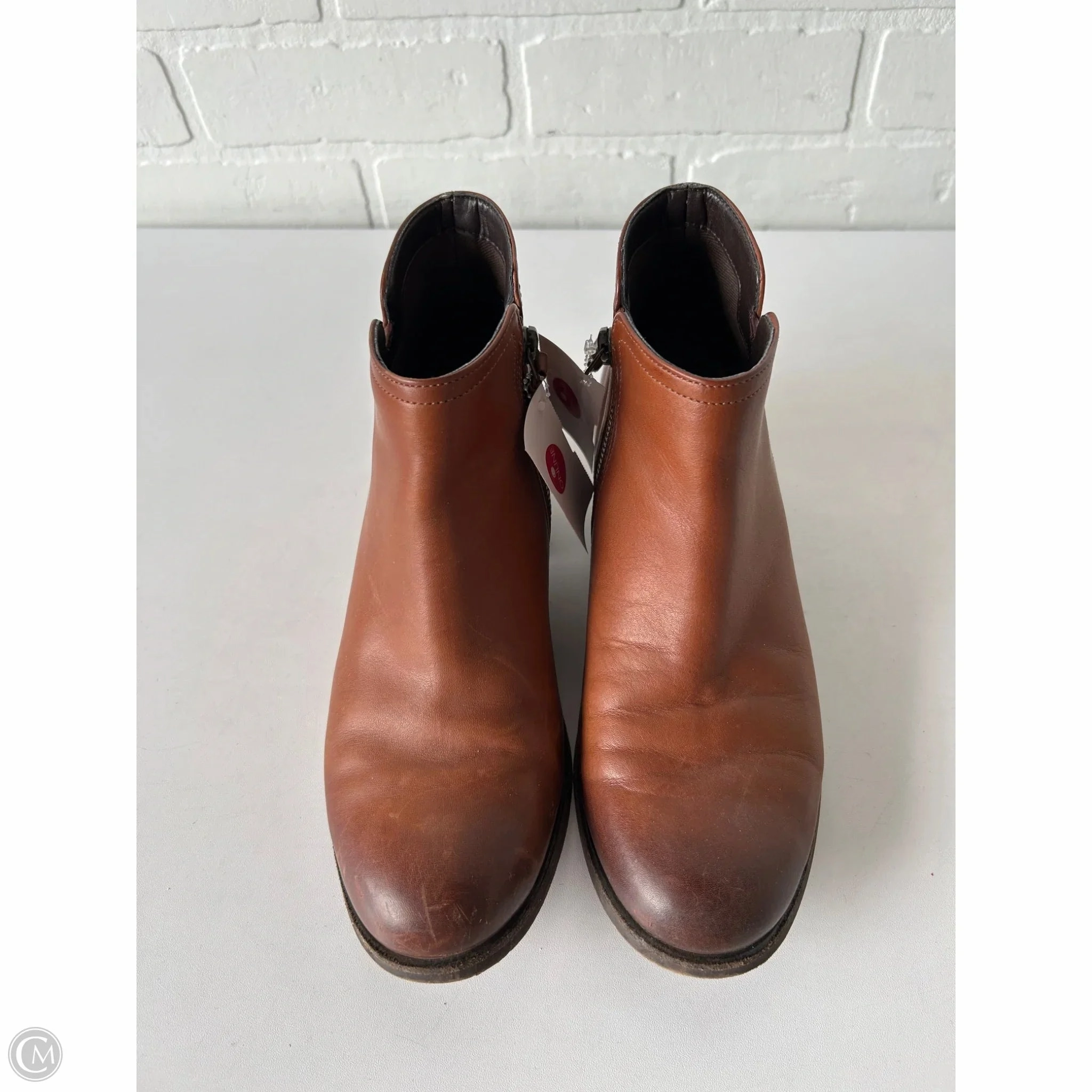 Boots Ankle Heels By Clarks In Brown, Size: 7 Modern Appeal