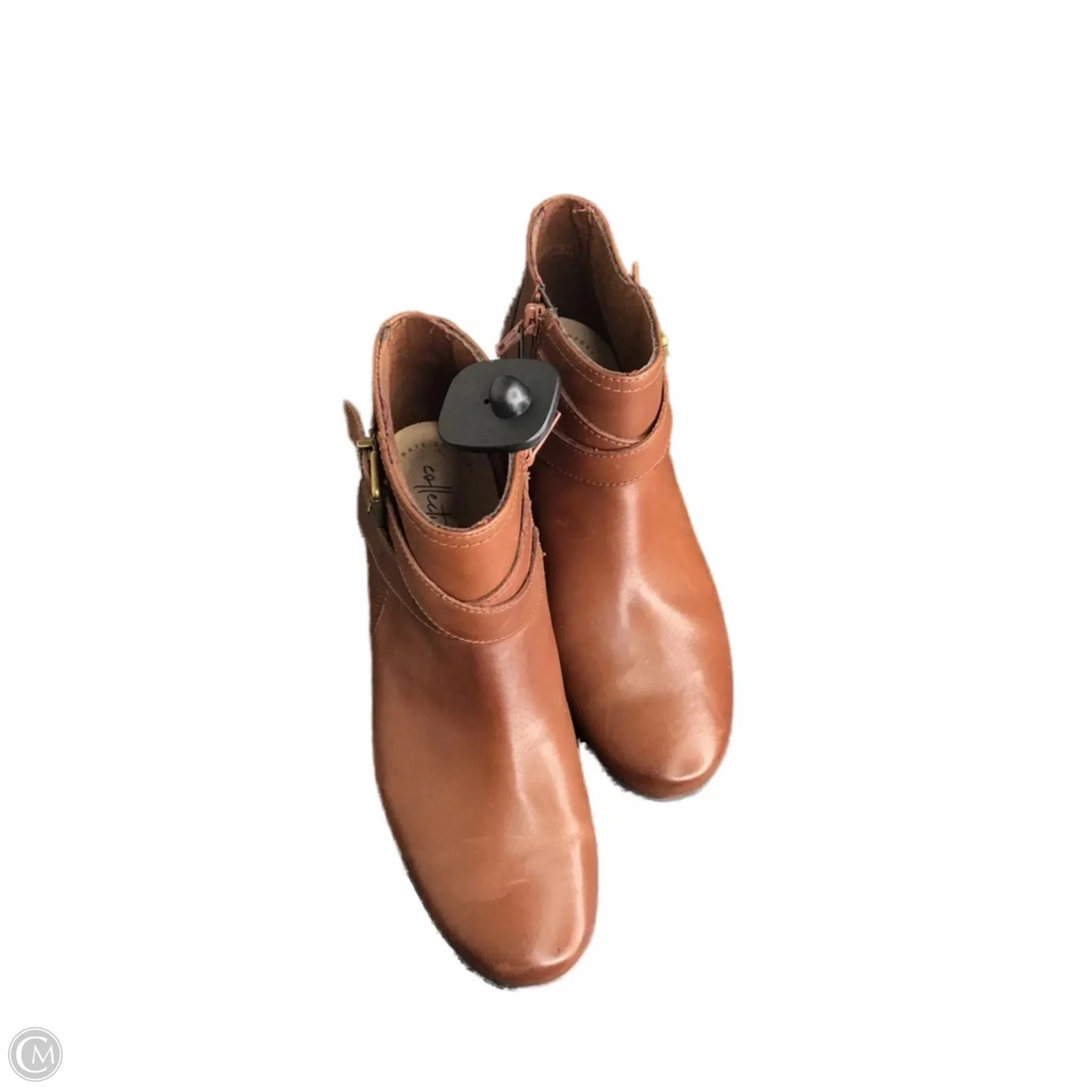 Quick Dry Interior Hard Terrain Boots Ankle Heels By Clarks In Brown, Size: 8