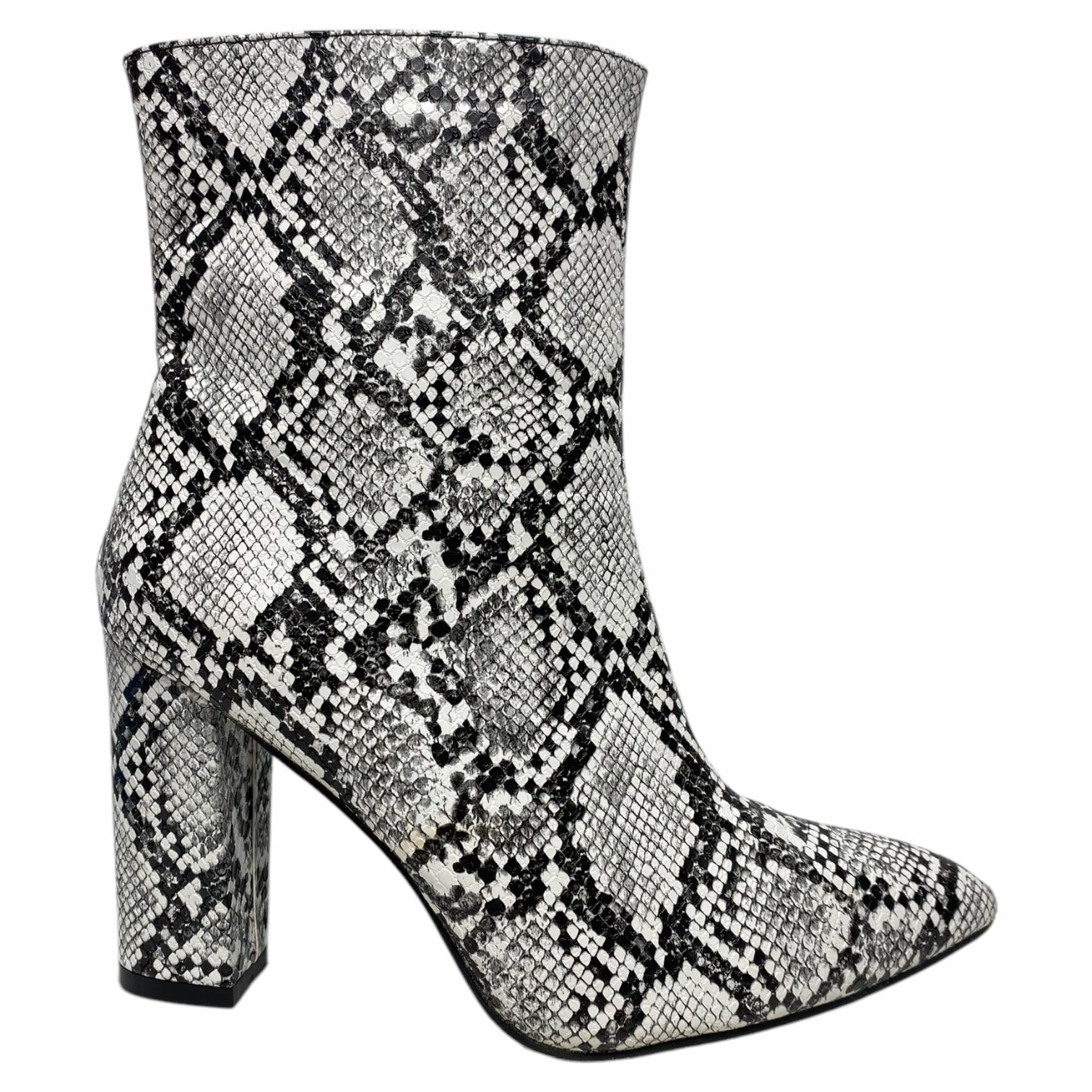 Boots Ankle Heels By Clothes Mentor In Animal Print, Size:10.5 Fashion Guy Asymmetric Lacing System