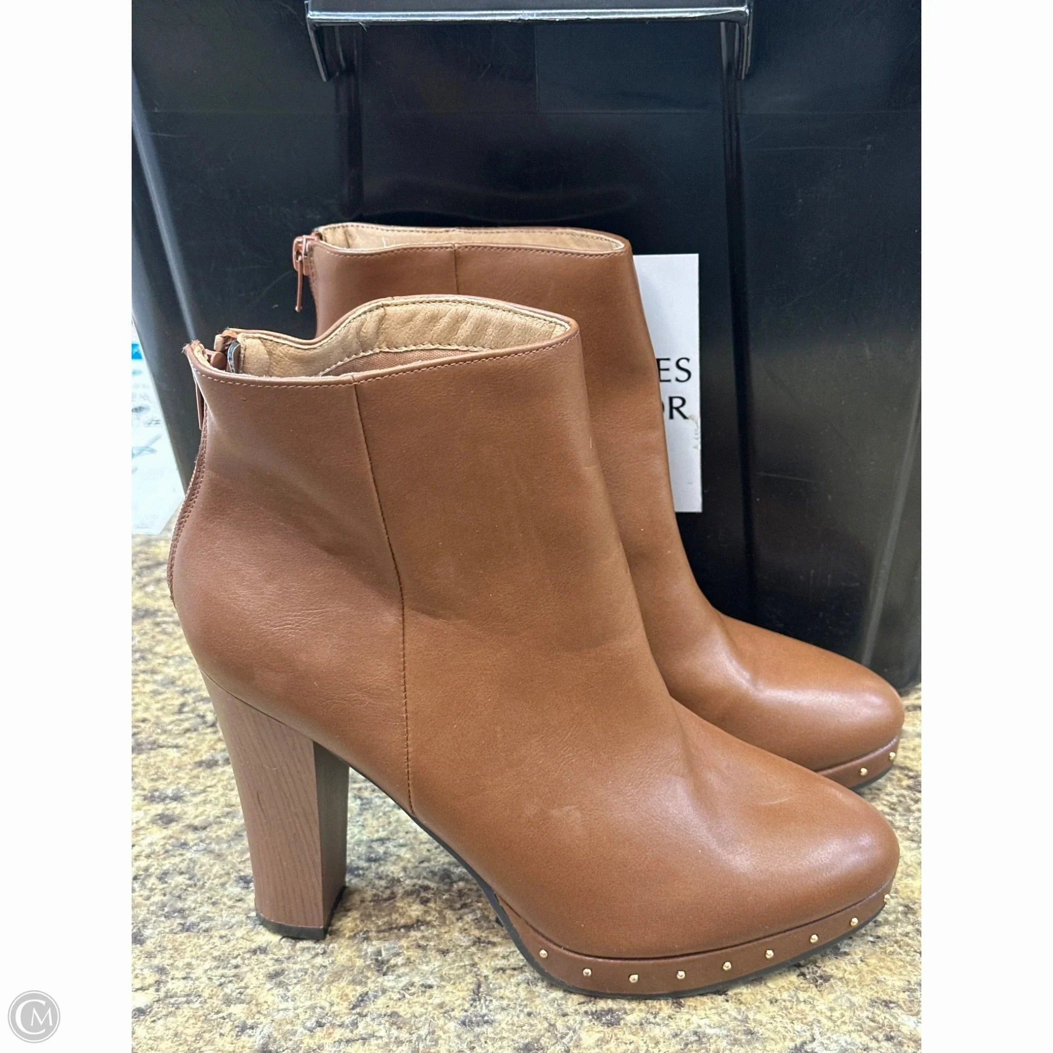 Boots Ankle Heels By Clothes Mentor In Brown, Size: 9.5 Compression Molding