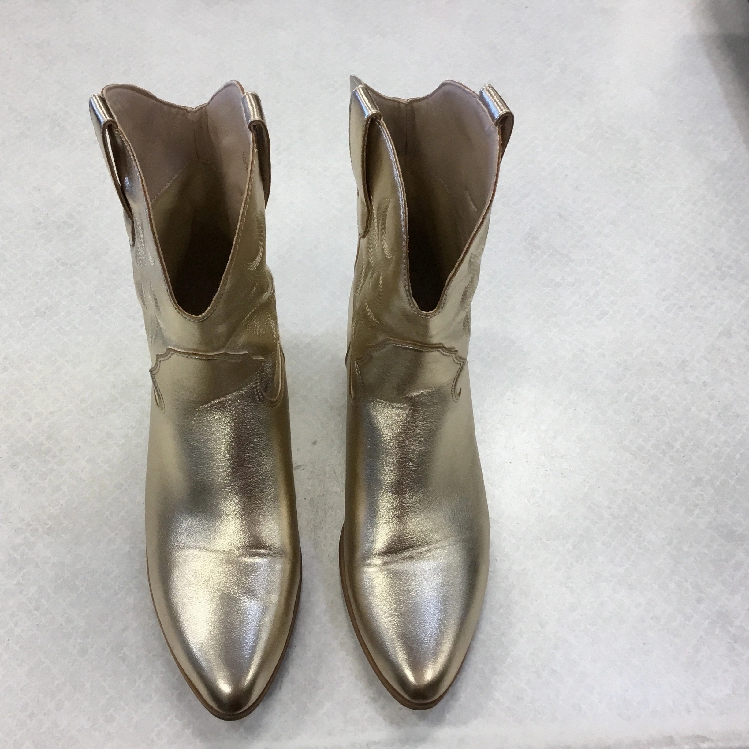 Pull Tab Boots Ankle Heels By Clothes Mentor In Gold, Size: 10.5