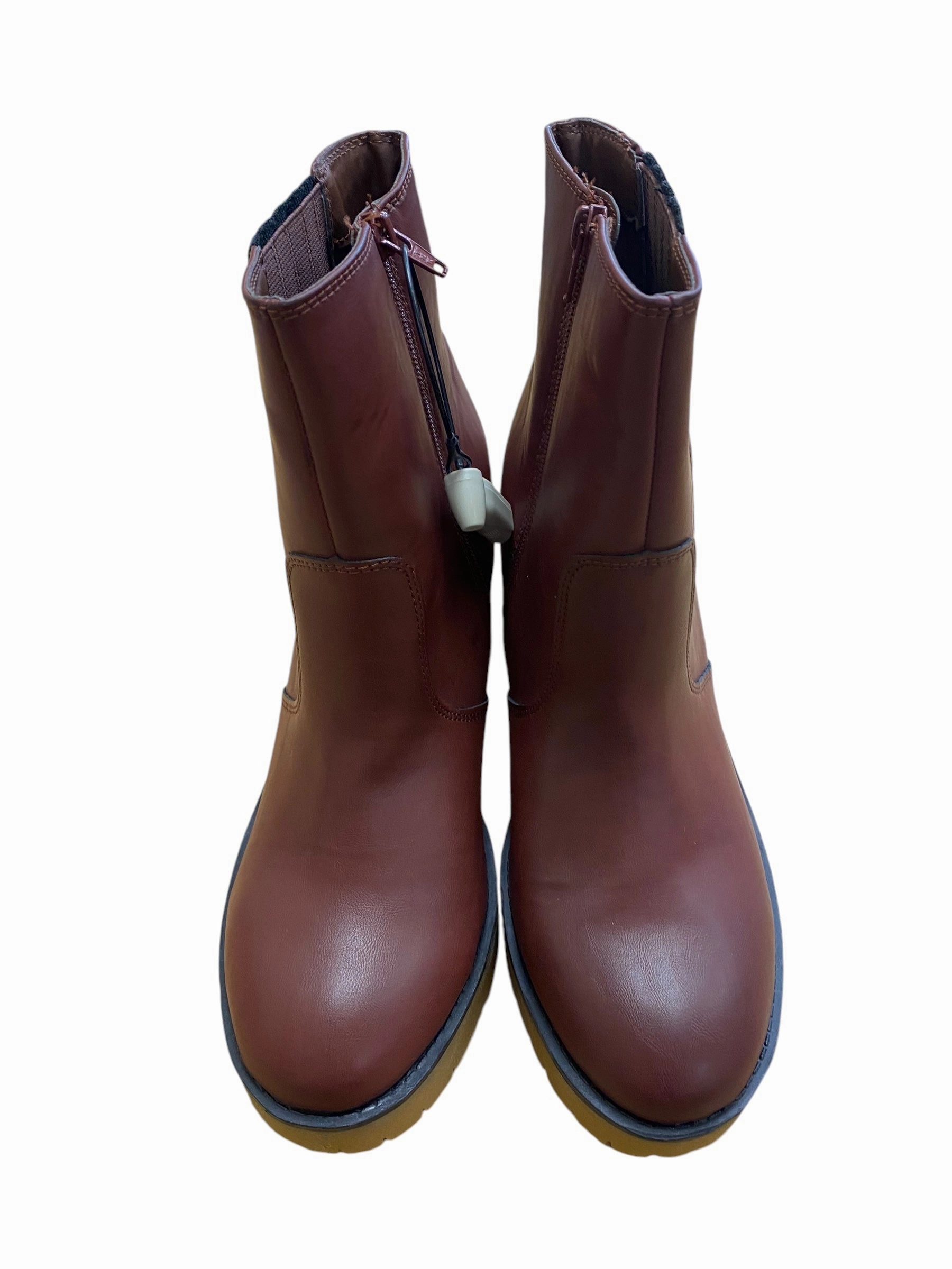 Daily Mission Chunky Sole Boots Ankle Heels By Clothes Mentor In Red, Size: 11