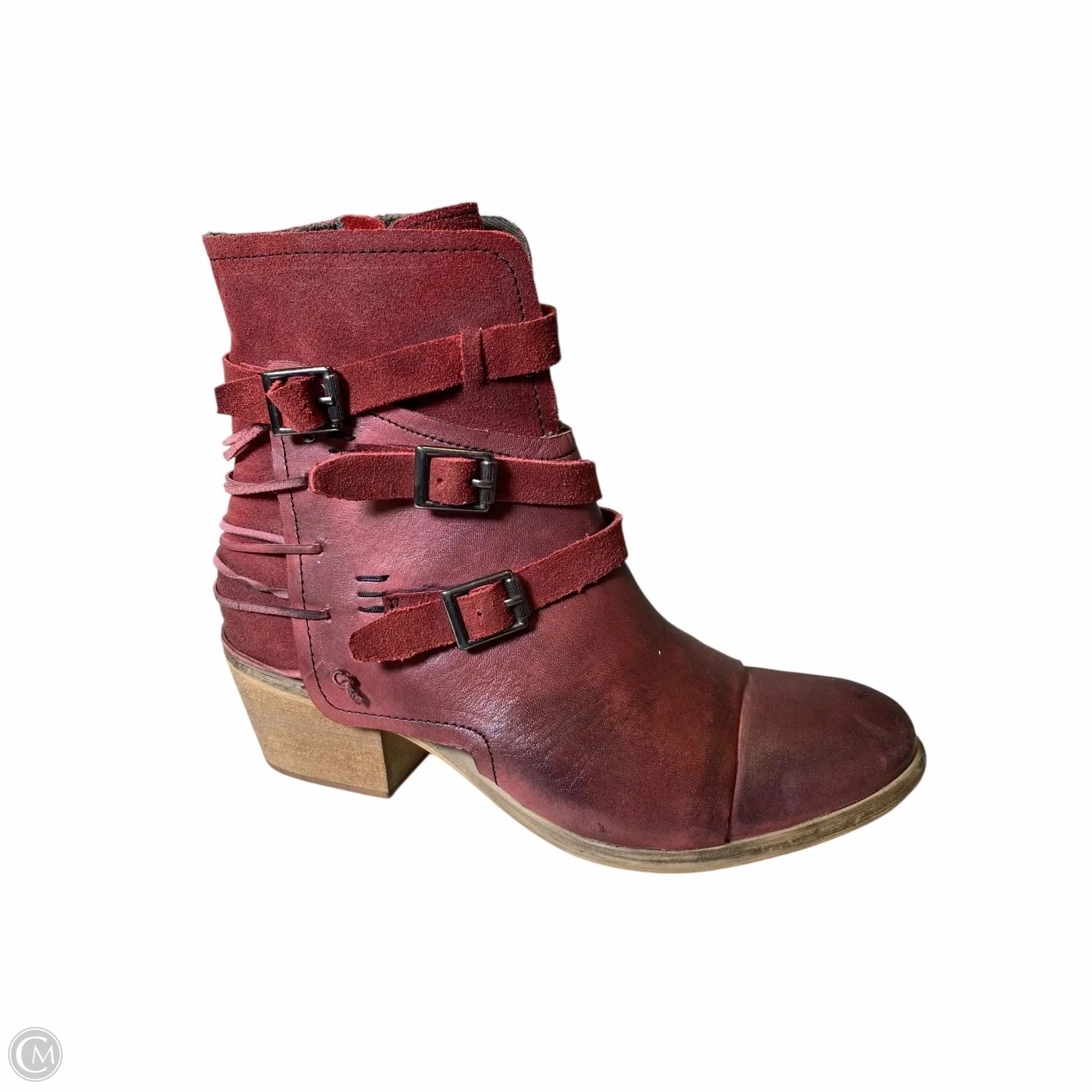 Tread Pattern Boots Ankle Heels By Clothes Mentor In Red, Size: 6.5