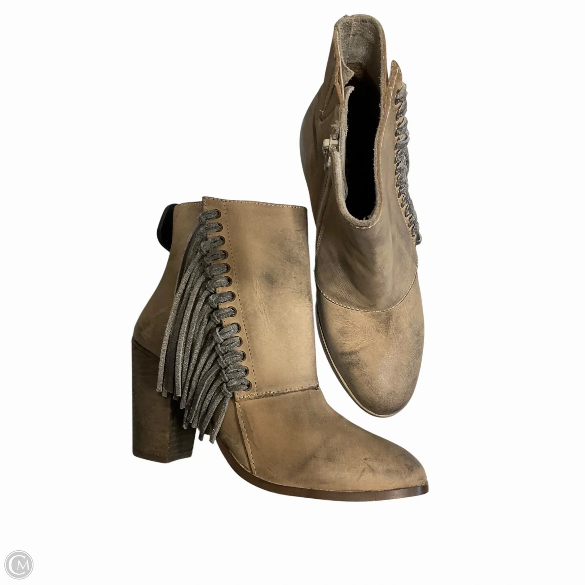 Boots Ankle Heels By Clothes Mentor In Taupe, Size: 6 Anti Slip