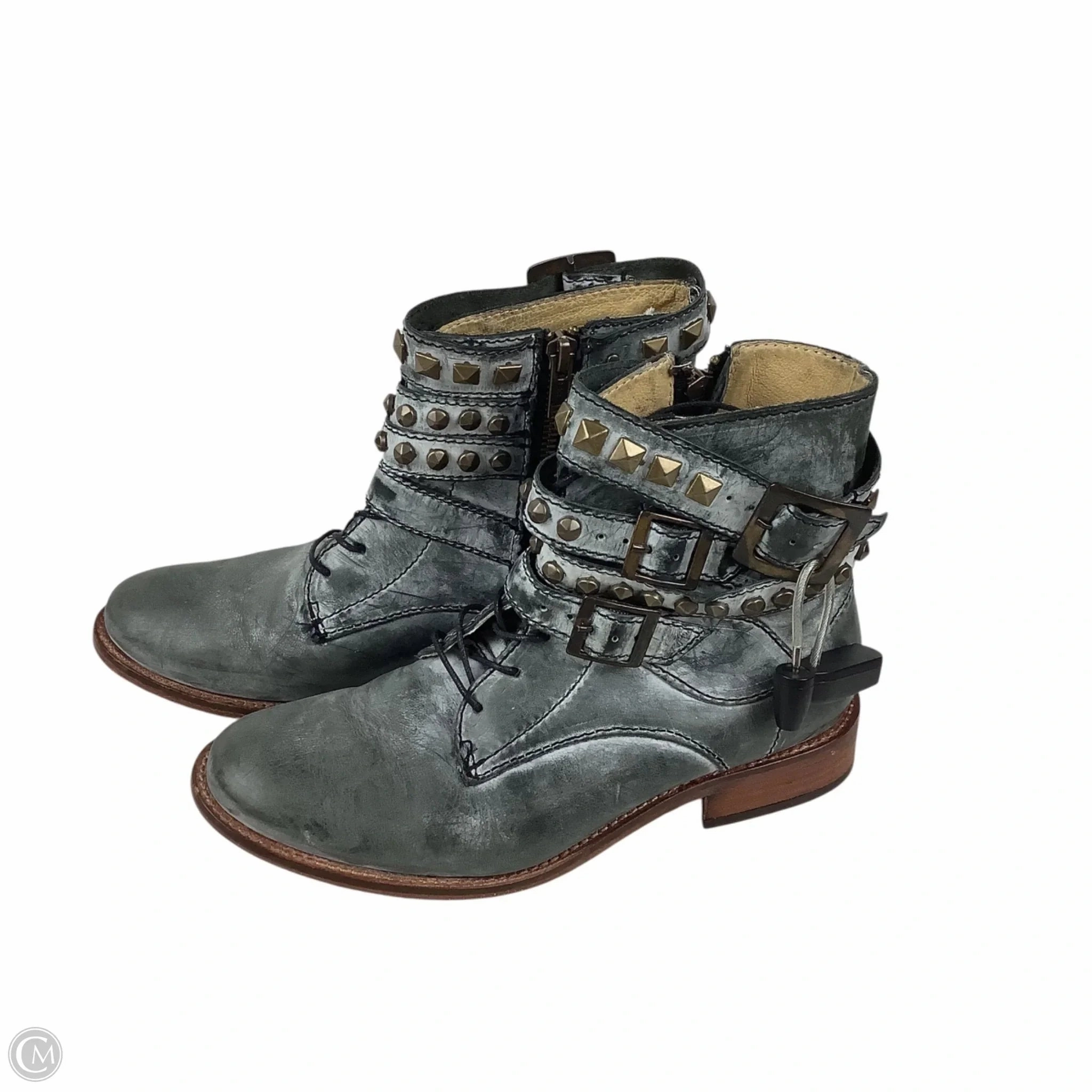 Boots Ankle Heels By Cmc In Grey, Size: 5 gift pick Gold Shine