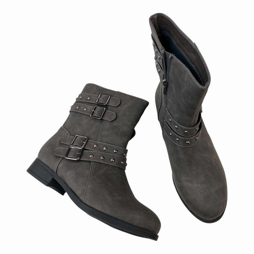 Boots Ankle Heels By Cmc In Grey, Size:9 Seamless Comfort Weekend Camping Rain Friendly