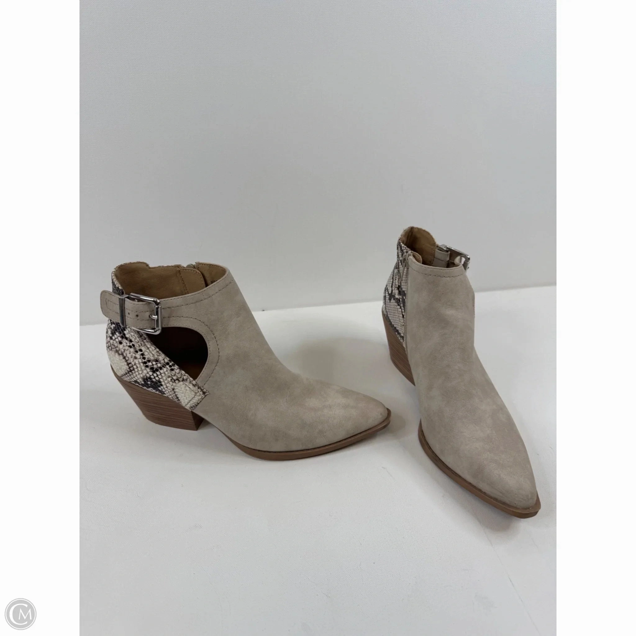 Boots Ankle Heels By Cme In Taupe, Size: 8.5 Comfort Lining Comfort Seeker Shock absorption