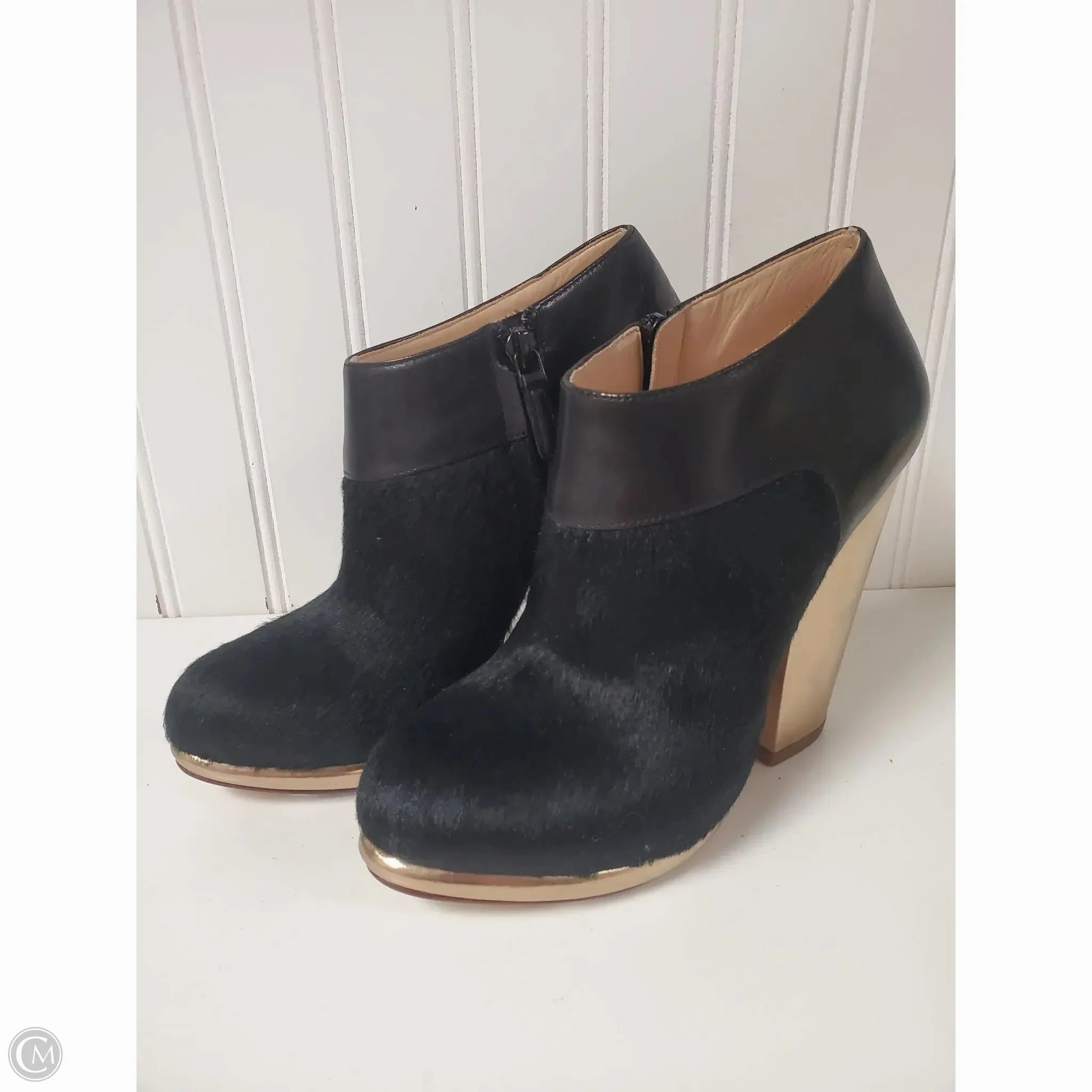 Boots Ankle Heels By Cole-haan In Black & Gold, Size: 6 Waterproof Windy Weather All Weather Urban Commute