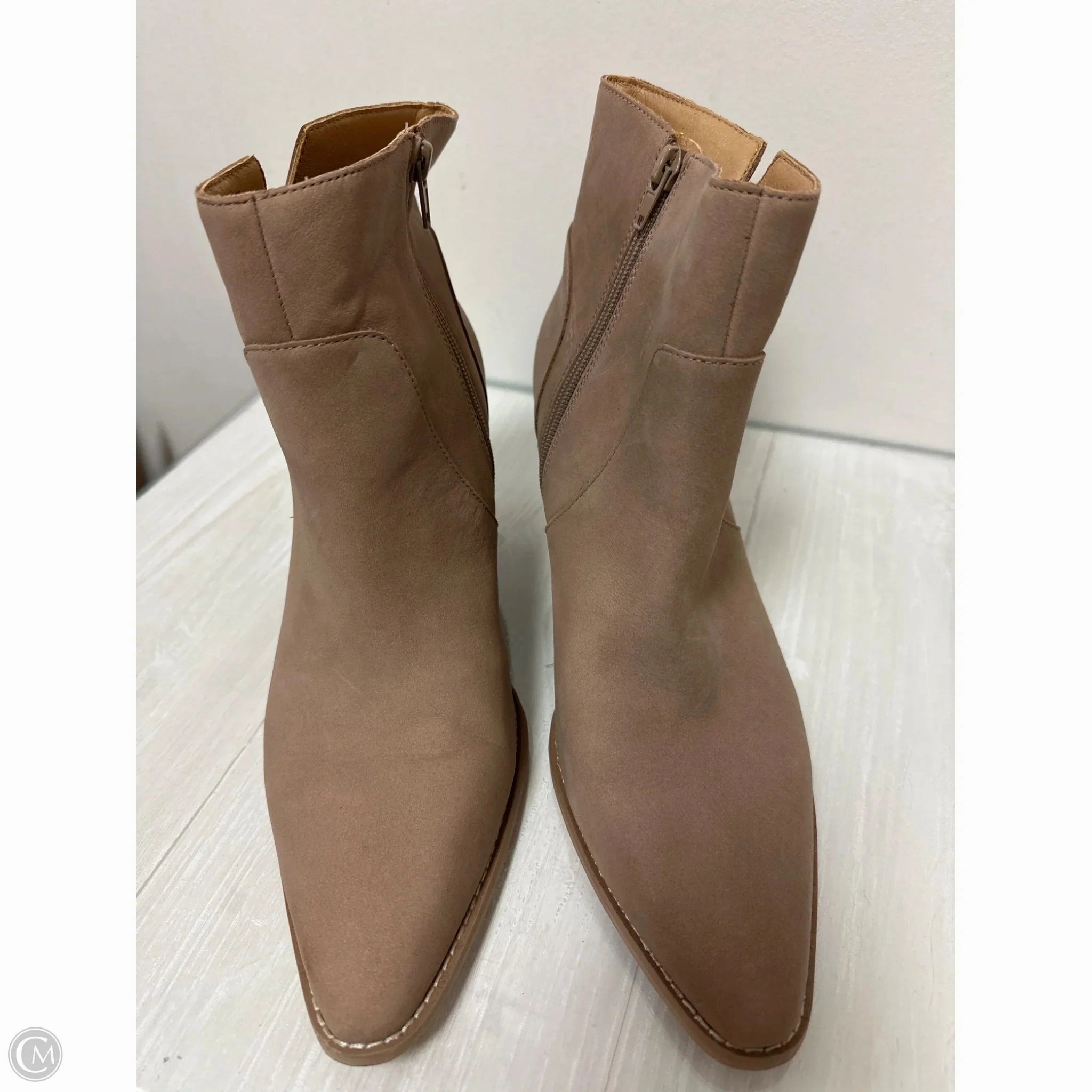 Customizable Fit Features Boots Ankle Heels By Crown Vintage In Tan, Size: 11