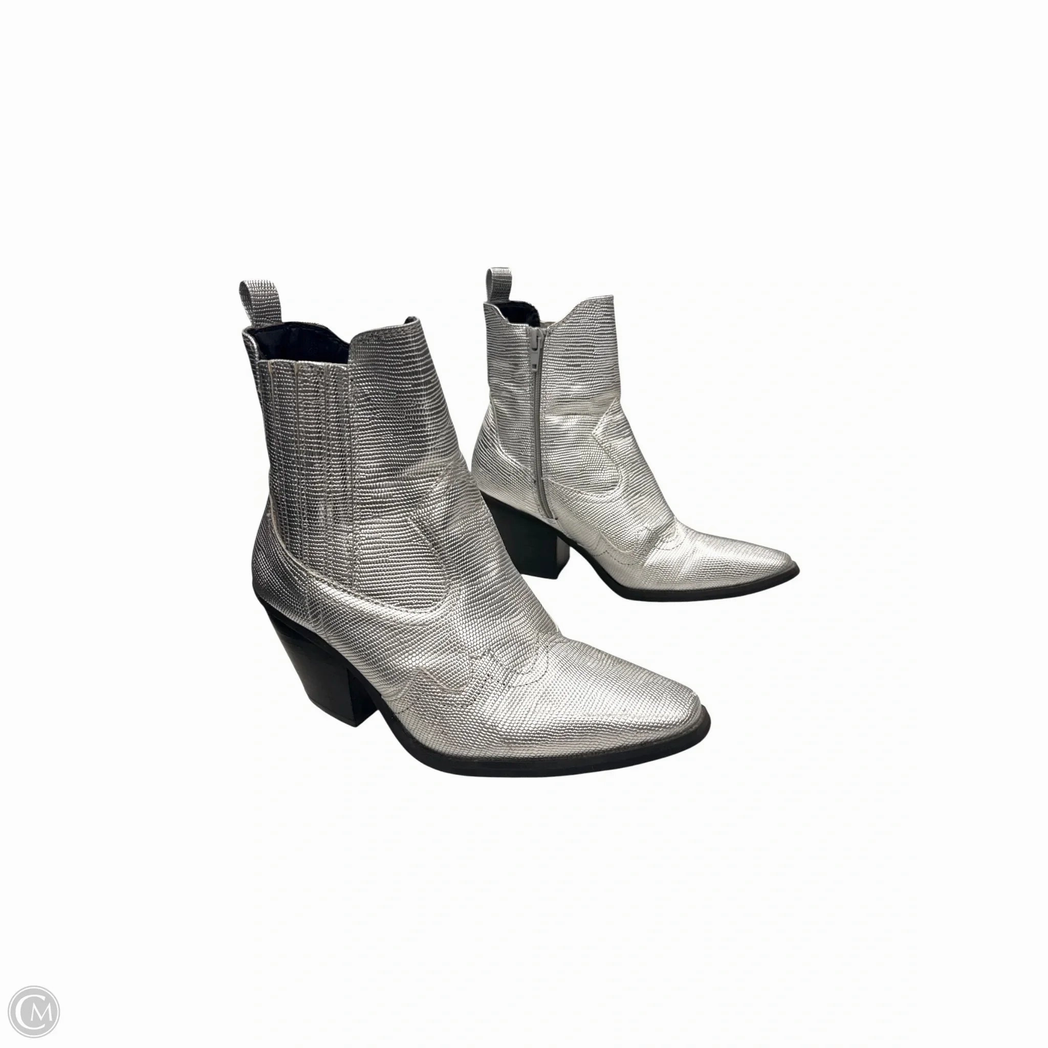Insulated Trail Exploration Durable Material Boots Ankle Heels By Dolce Vita In Silver, Size: 6.5
